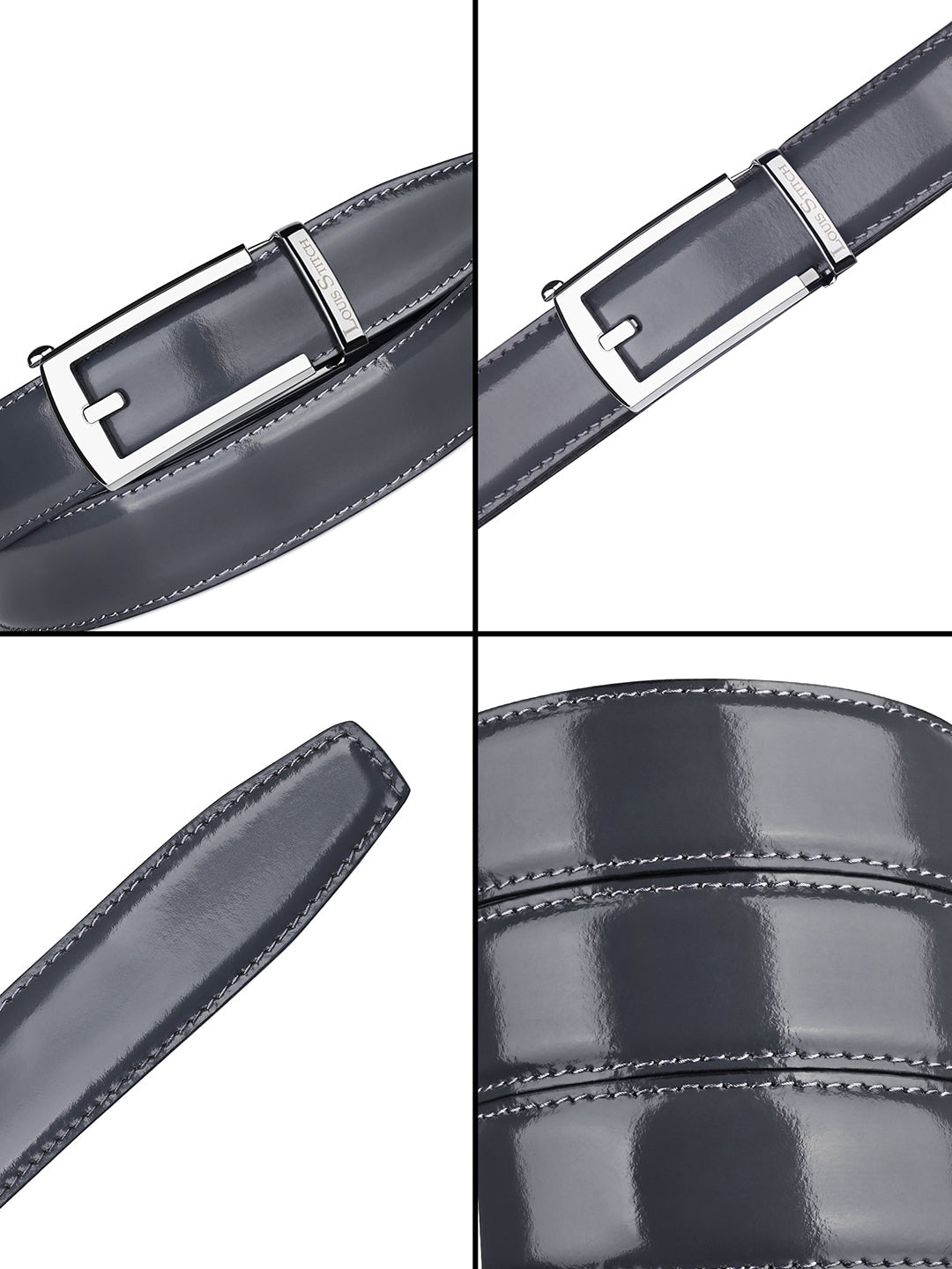 Premium VT Leather Men's Chrome Buckle Auto Lock Belt