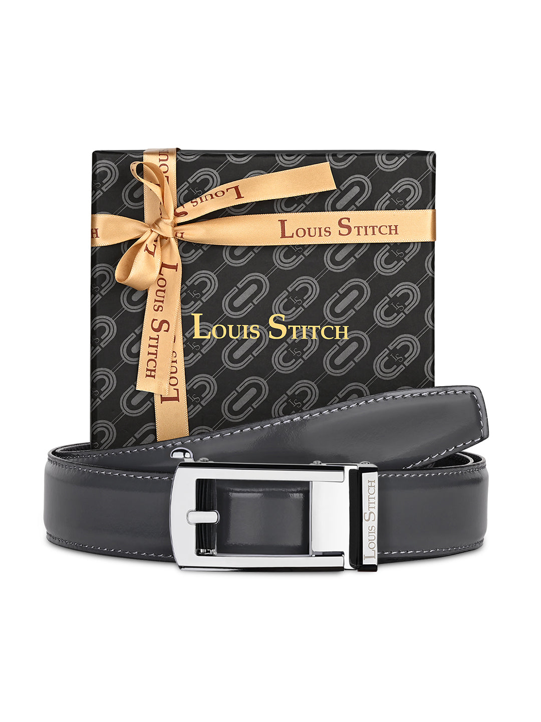 Premium VT Leather Men's Chrome Buckle Auto Lock Belt
