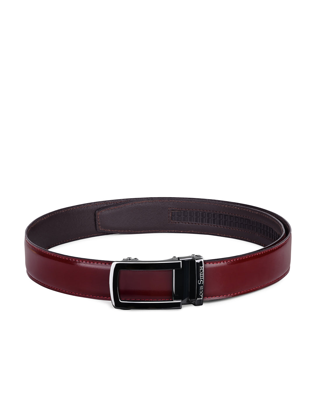 Premium VT Leather Men's Gunmetal Black Buckle Auto Lock Belt