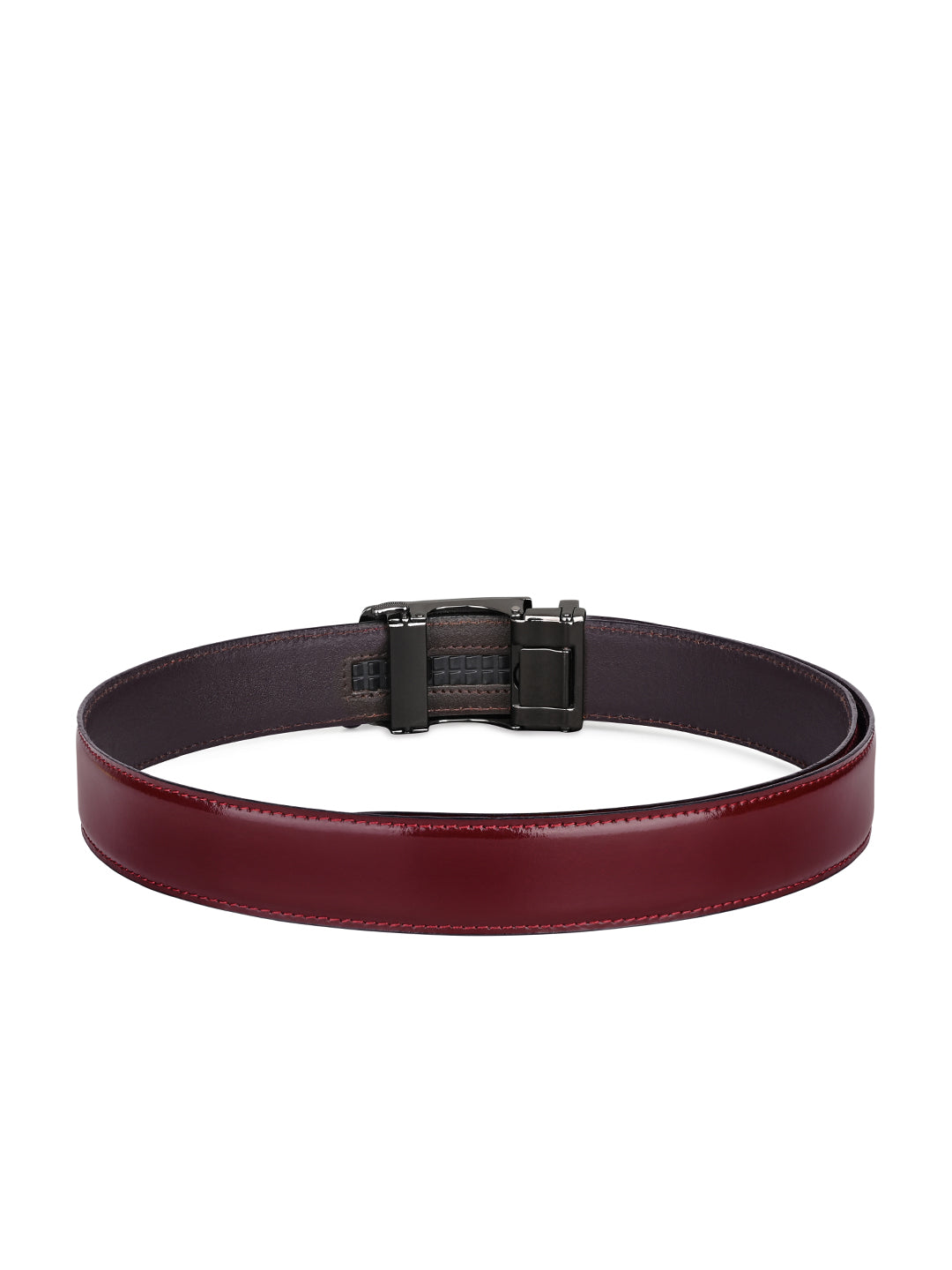 Premium VT Leather Men's Gunmetal Black Buckle Auto Lock Belt