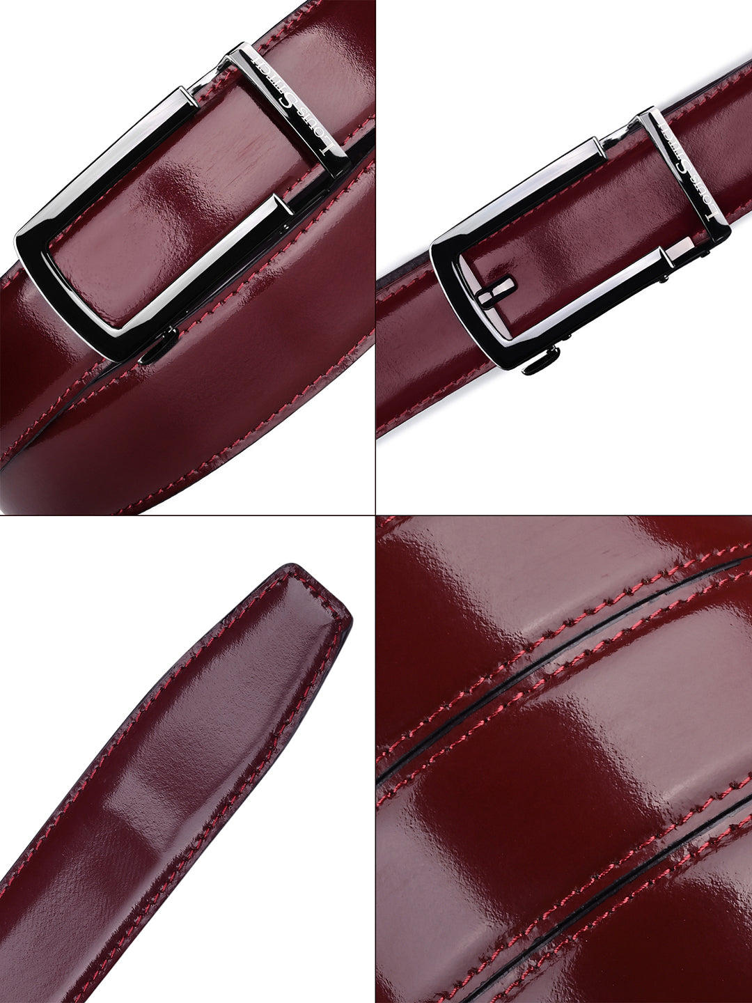 Premium VT Leather Men's Gunmetal Black Buckle Auto Lock Belt