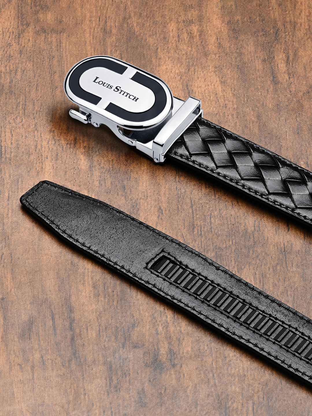 Premium VT Leather Men's Chrome Buckle Auto Lock Belt