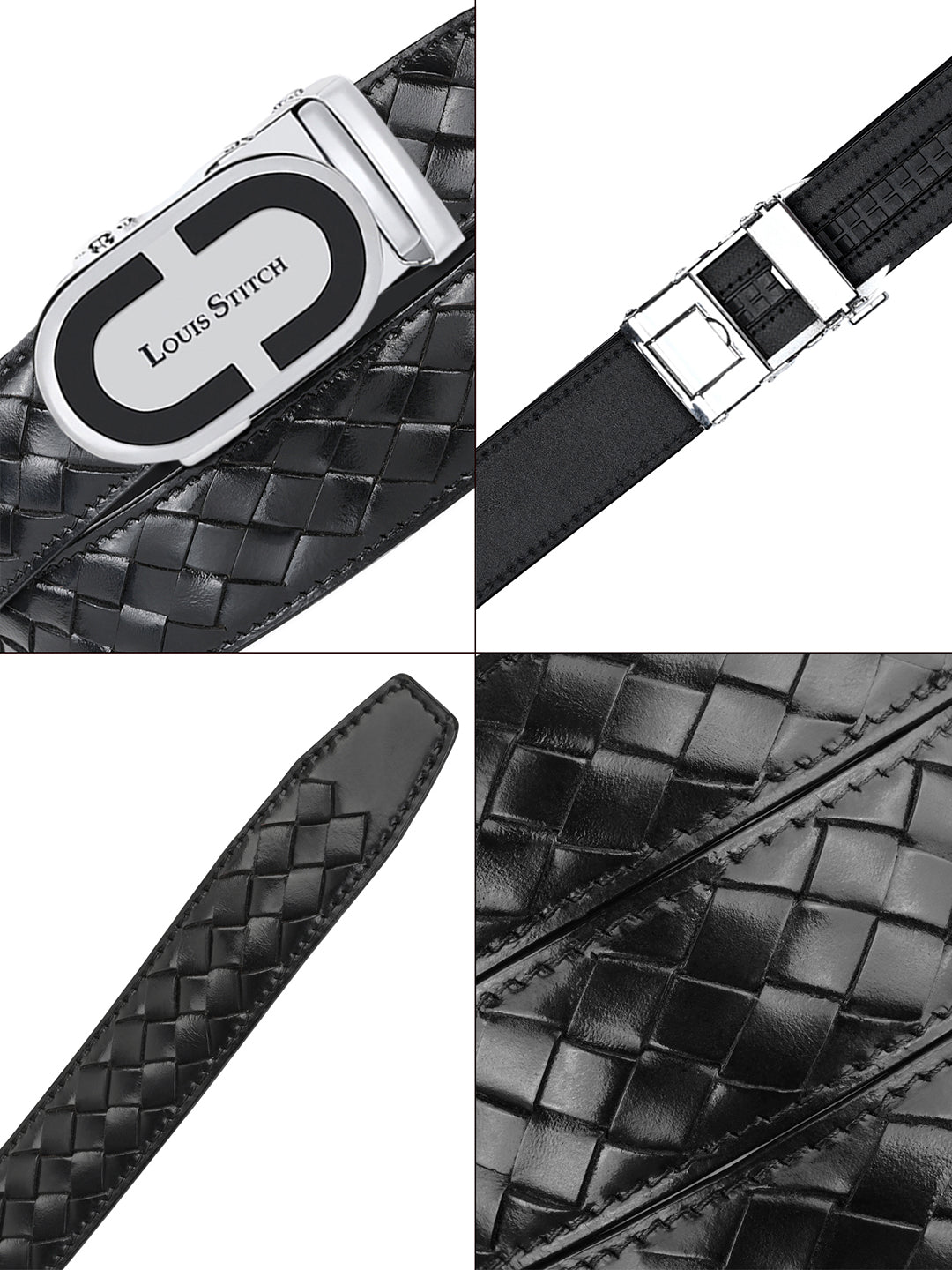 Premium VT Leather Men's Chrome Buckle Auto Lock Belt