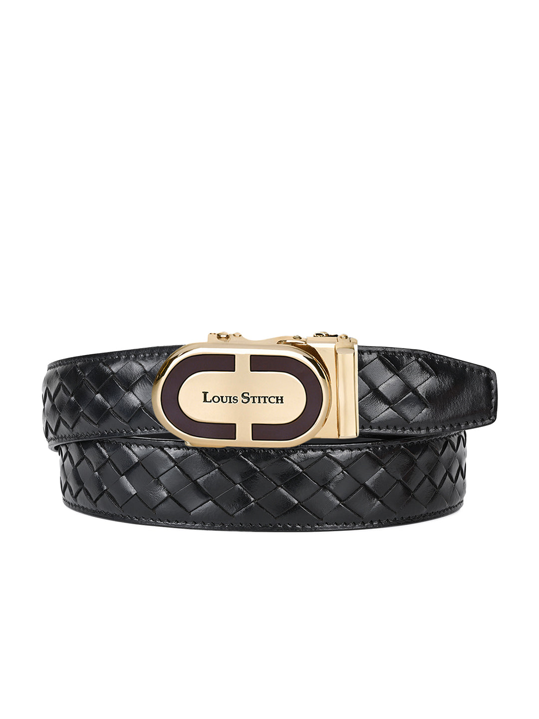 Premium VT Leather Men's Golden Buckle Auto Lock Belt
