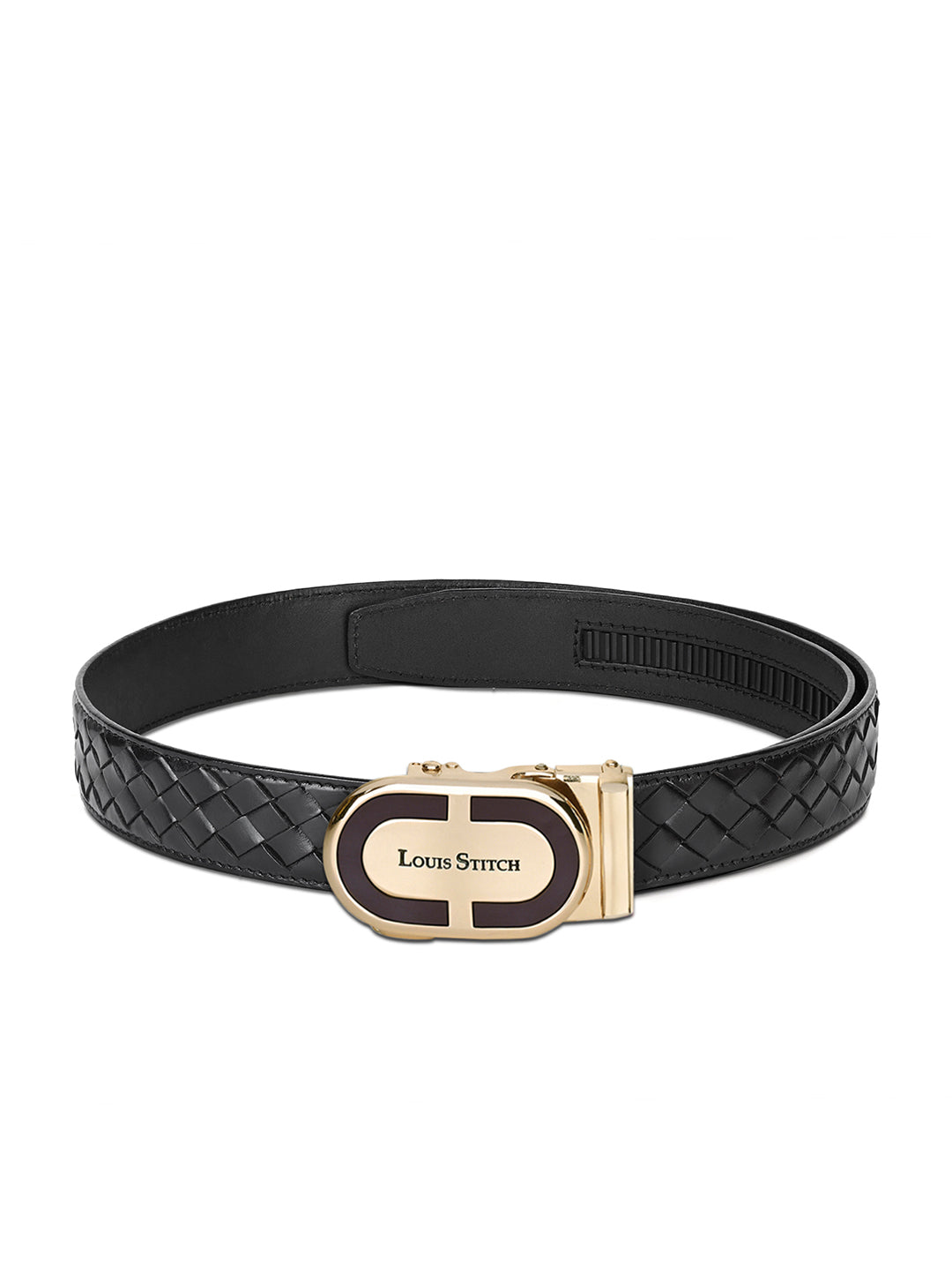 Premium VT Leather Men's Golden Buckle Auto Lock Belt