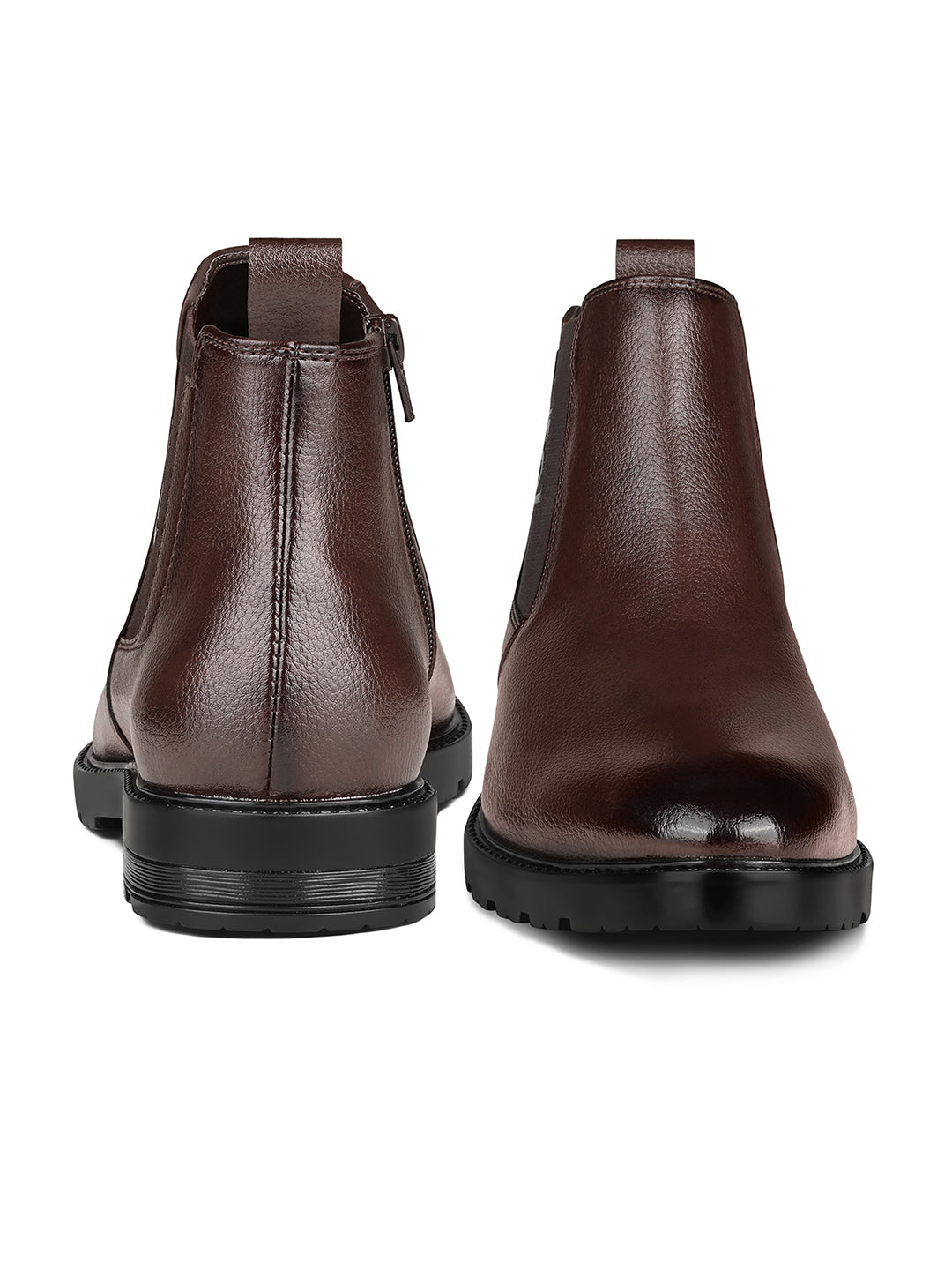 Brunette Brown Mid-Top Ankle Slip-On Chelsea Boots