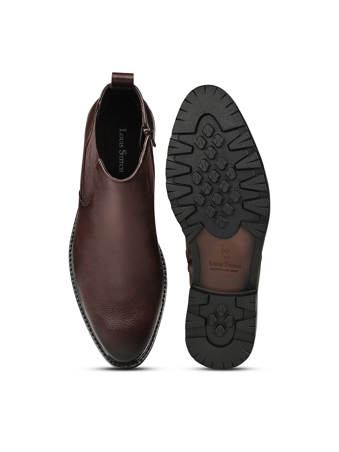 Brunette Brown Mid-Top Ankle Slip-On Chelsea Boots