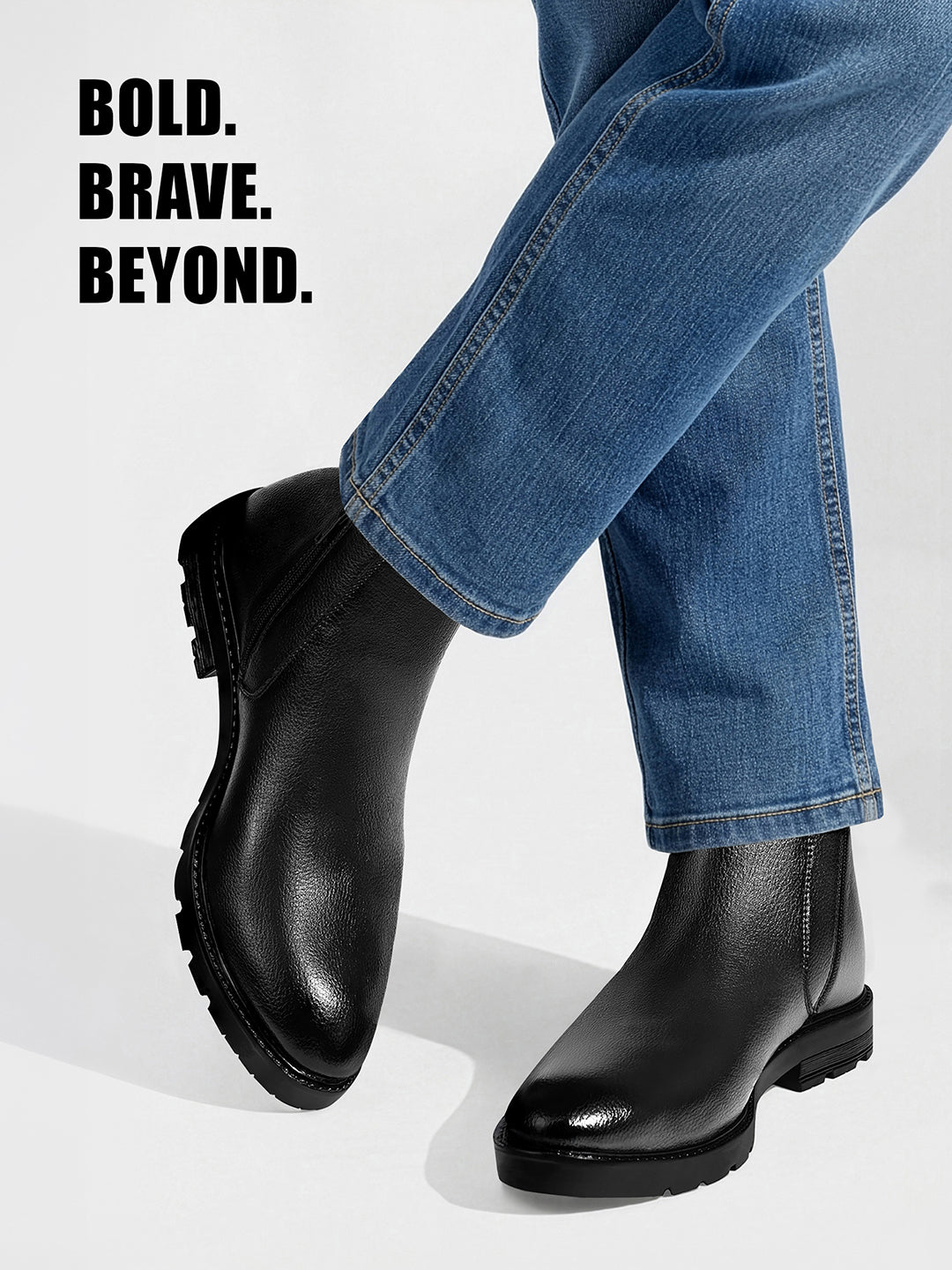 Charcoal Black Mid-Top Ankle Slip-On Chelsea Boots