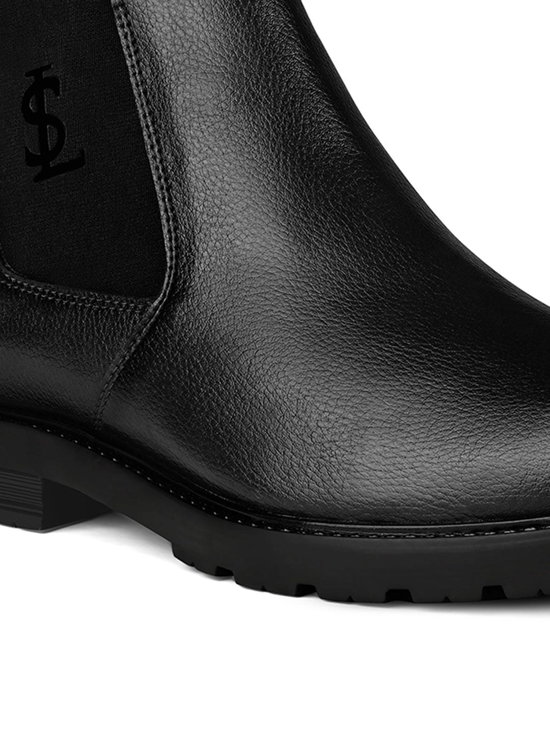 Charcoal Black Mid-Top Ankle Slip-On Chelsea Boots