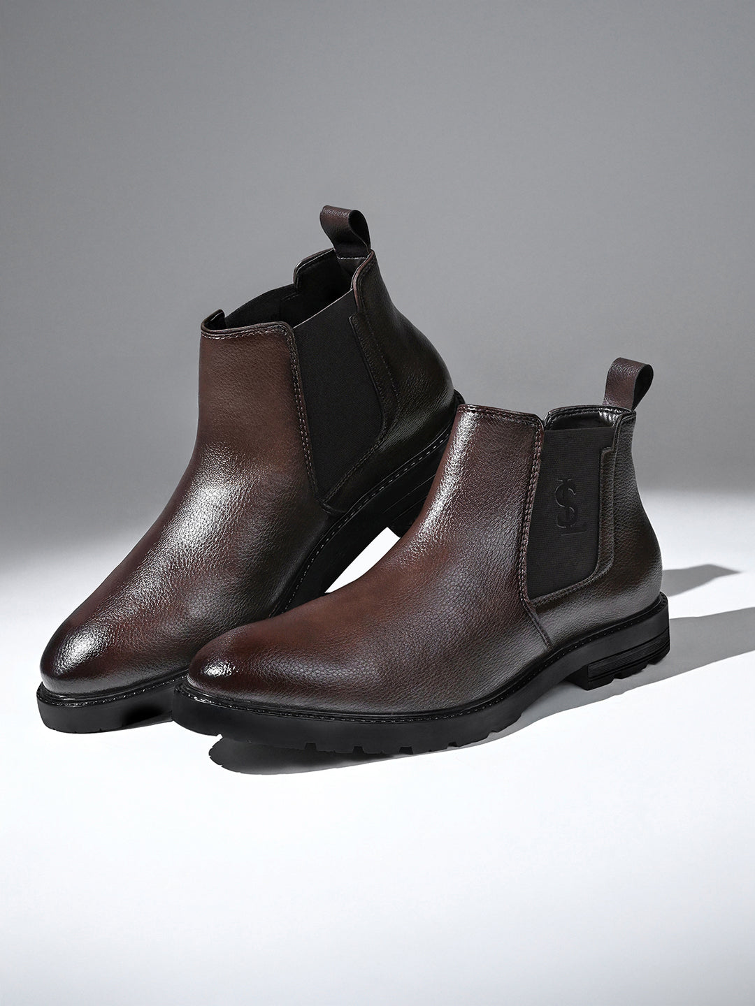 Brunette Brown Mid-Top Slip-On High Ankle Chelsea Boots