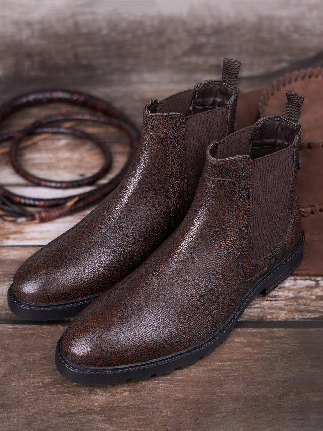 Brunette Brown Handcrafted Italian Leather High Ankle Chelsea Boots