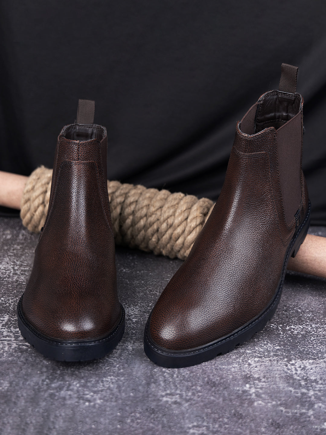 Brunette Brown Handcrafted Italian Leather High Ankle Chelsea Boots