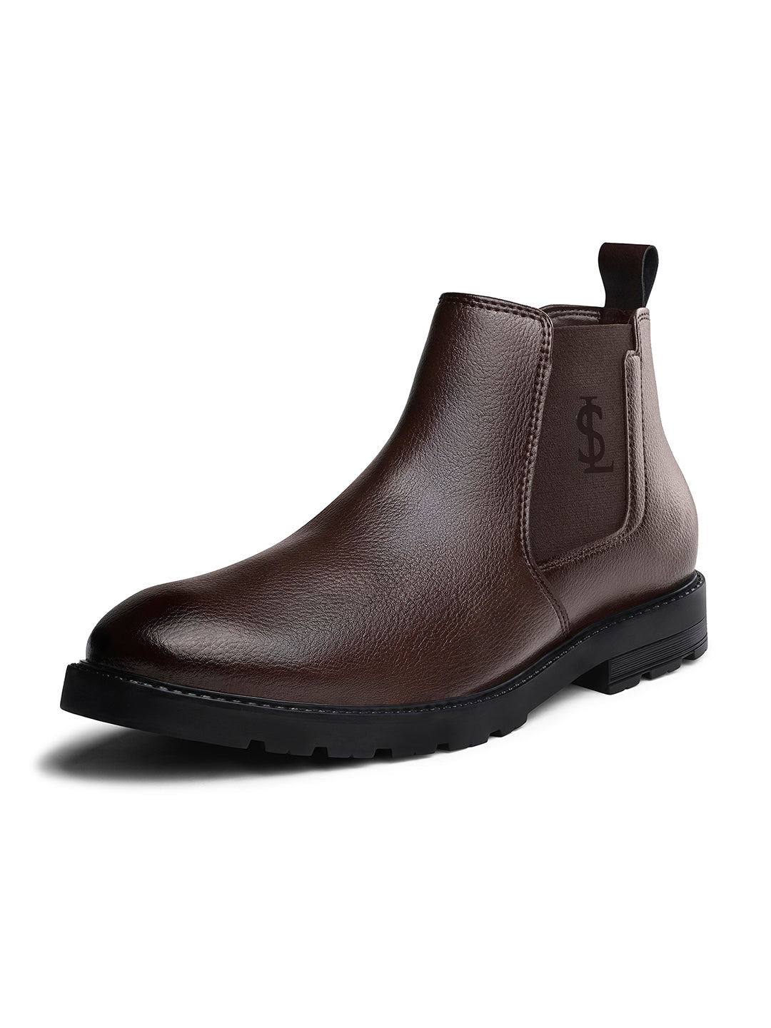 Brunette Brown Mid-Top Slip-On High Ankle Chelsea Boots