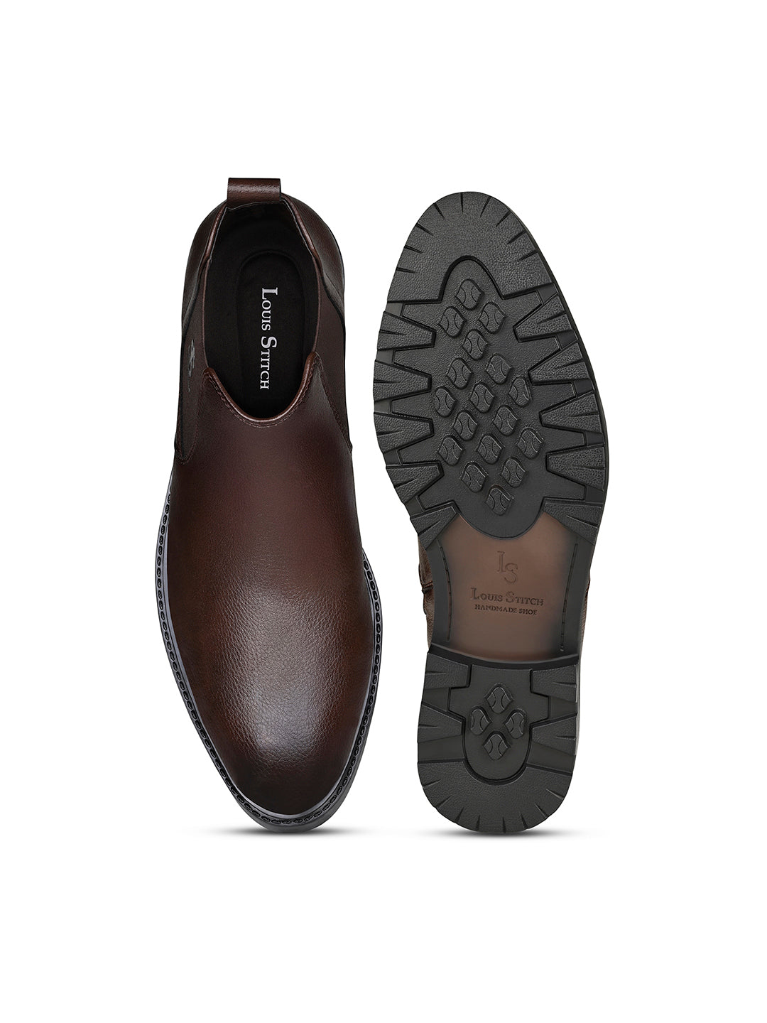 Brunette Brown Mid-Top Slip-On High Ankle Chelsea Boots