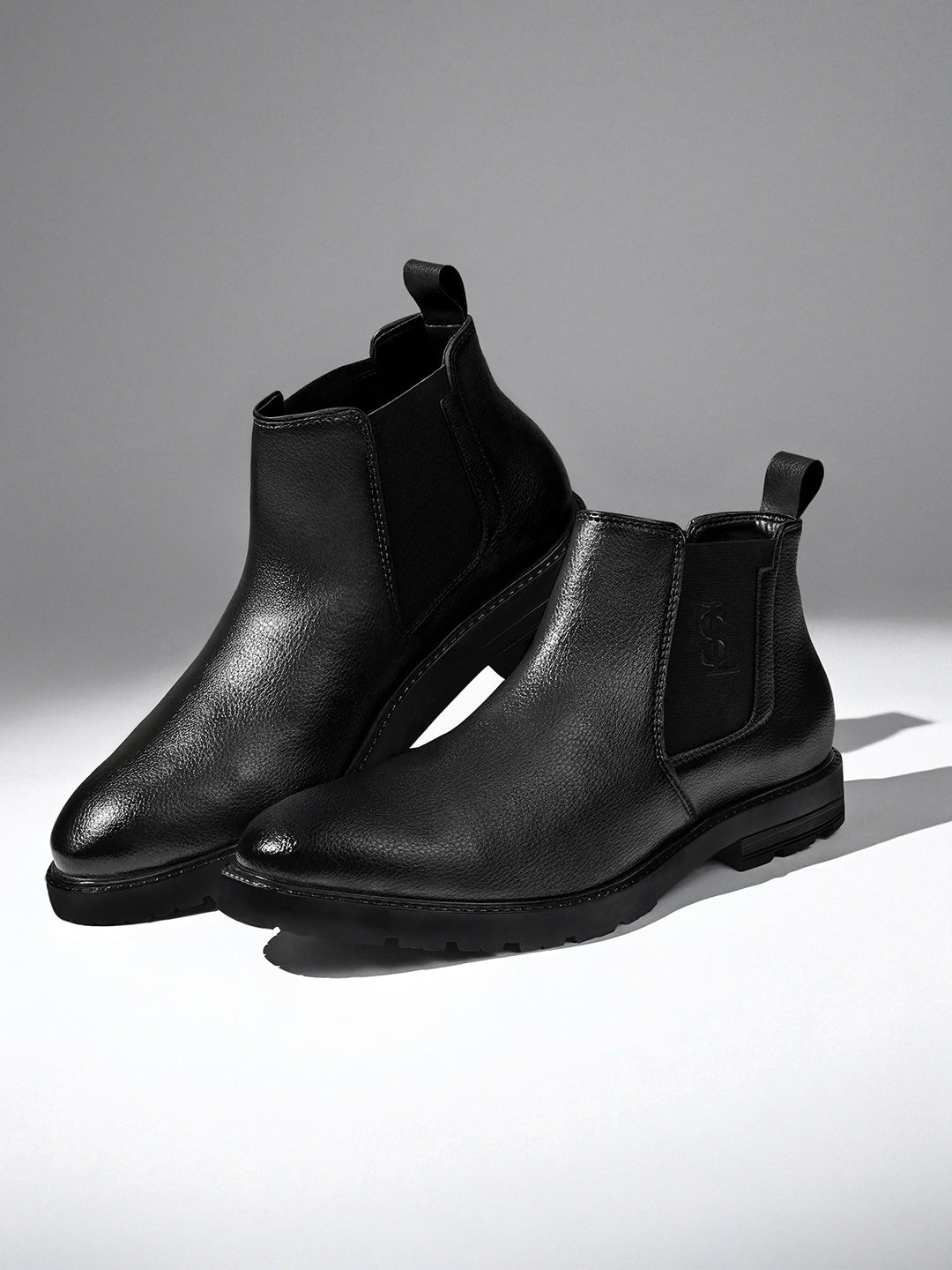 Chracoal Black Mid-Top Slip-On High Ankle Chelsea Boots