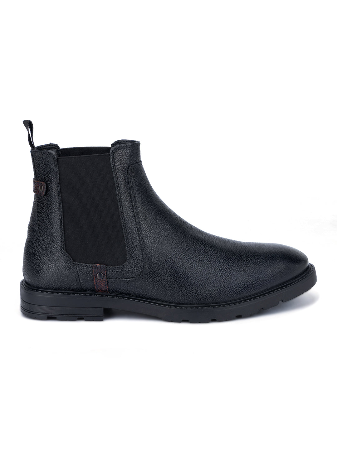 Jet Black Handcrafted Italian Leather High Ankle Chelsea Boots