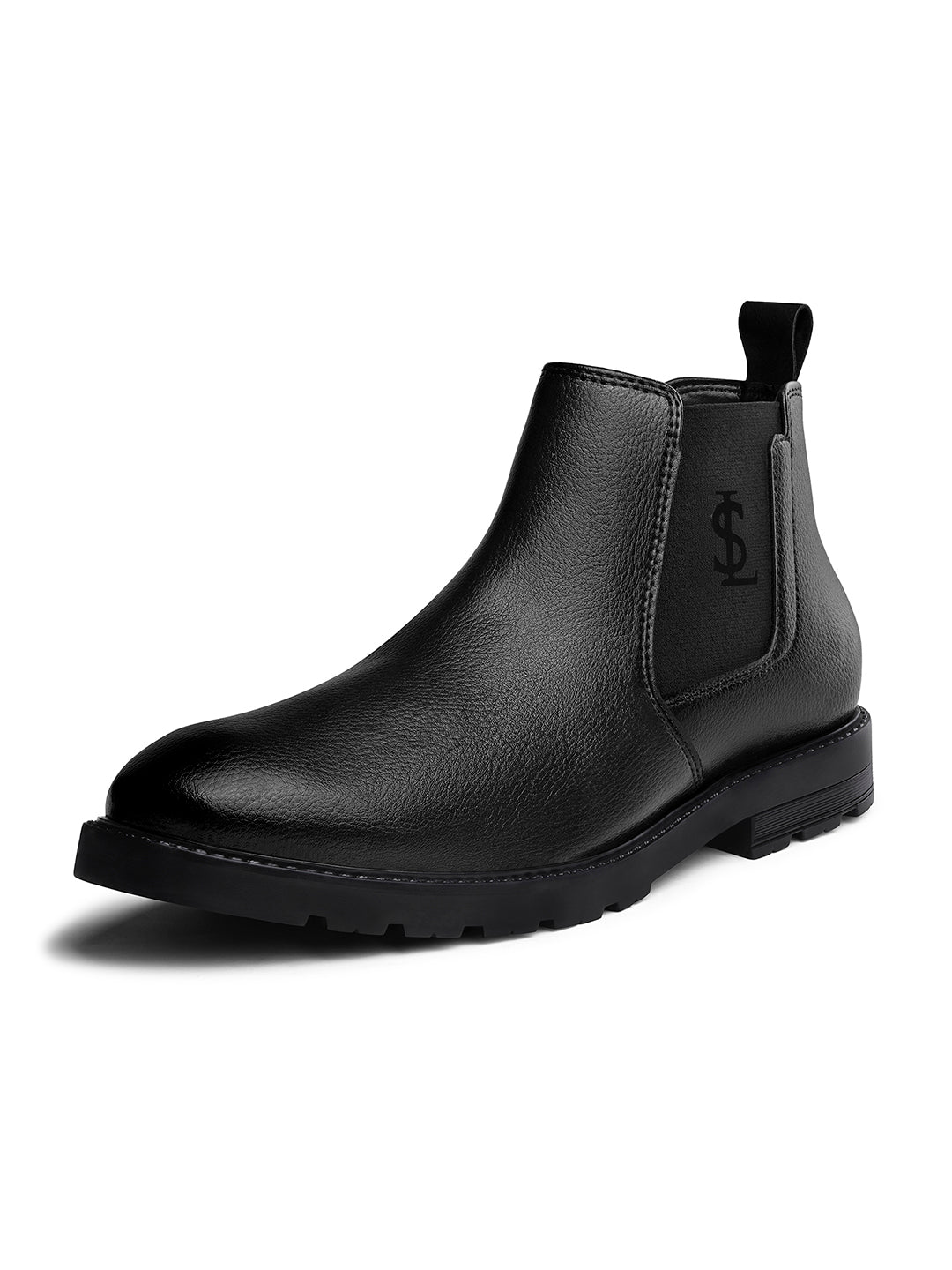 Chracoal Black Mid-Top Slip-On High Ankle Chelsea Boots