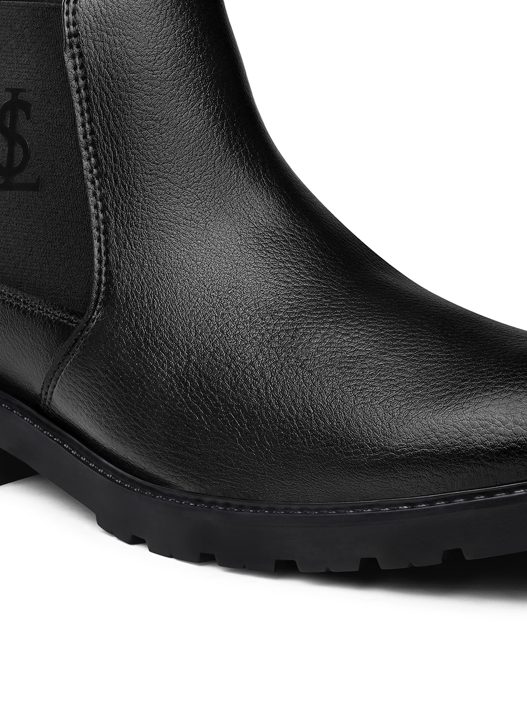 Chracoal Black Mid-Top Slip-On High Ankle Chelsea Boots