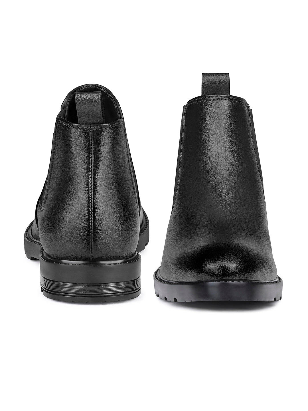 Chracoal Black Mid-Top Slip-On High Ankle Chelsea Boots