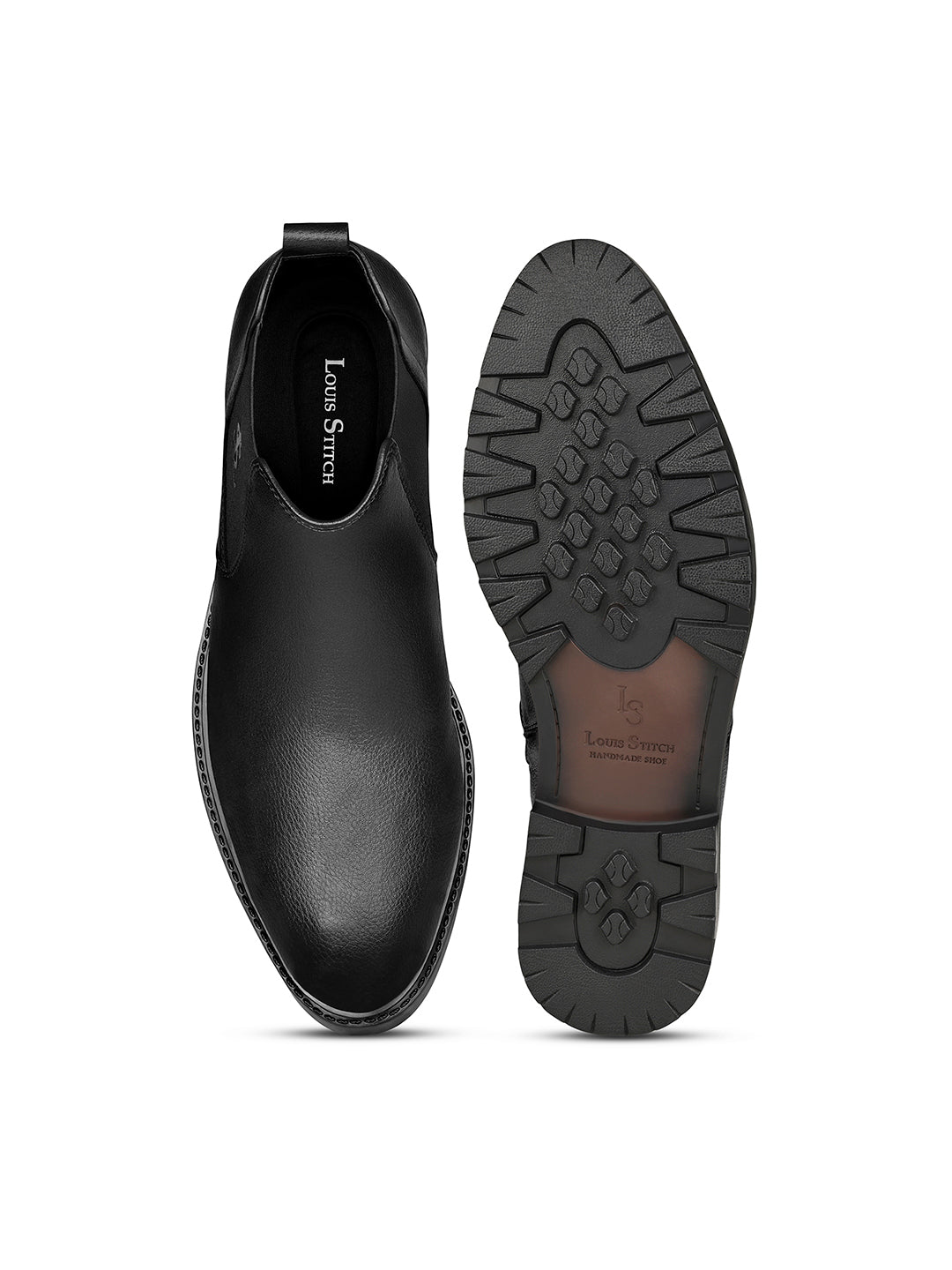 Chracoal Black Mid-Top Slip-On High Ankle Chelsea Boots
