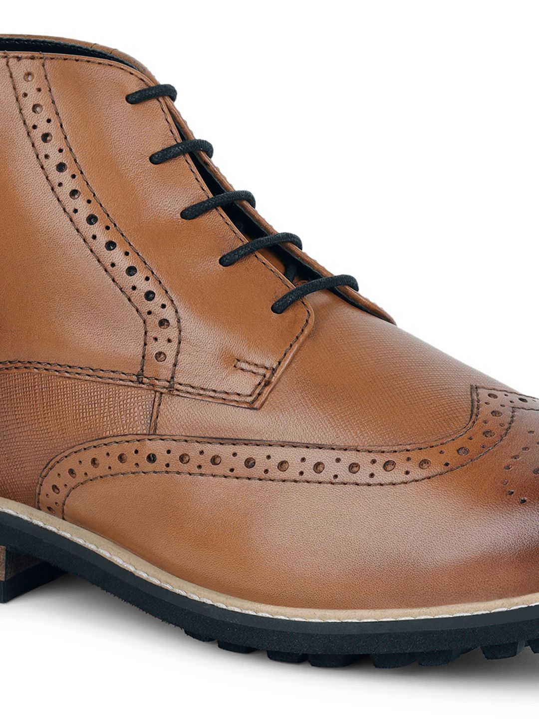 Tan Egyptian Crust Leather Brogue Lace Up Chukka Boots
