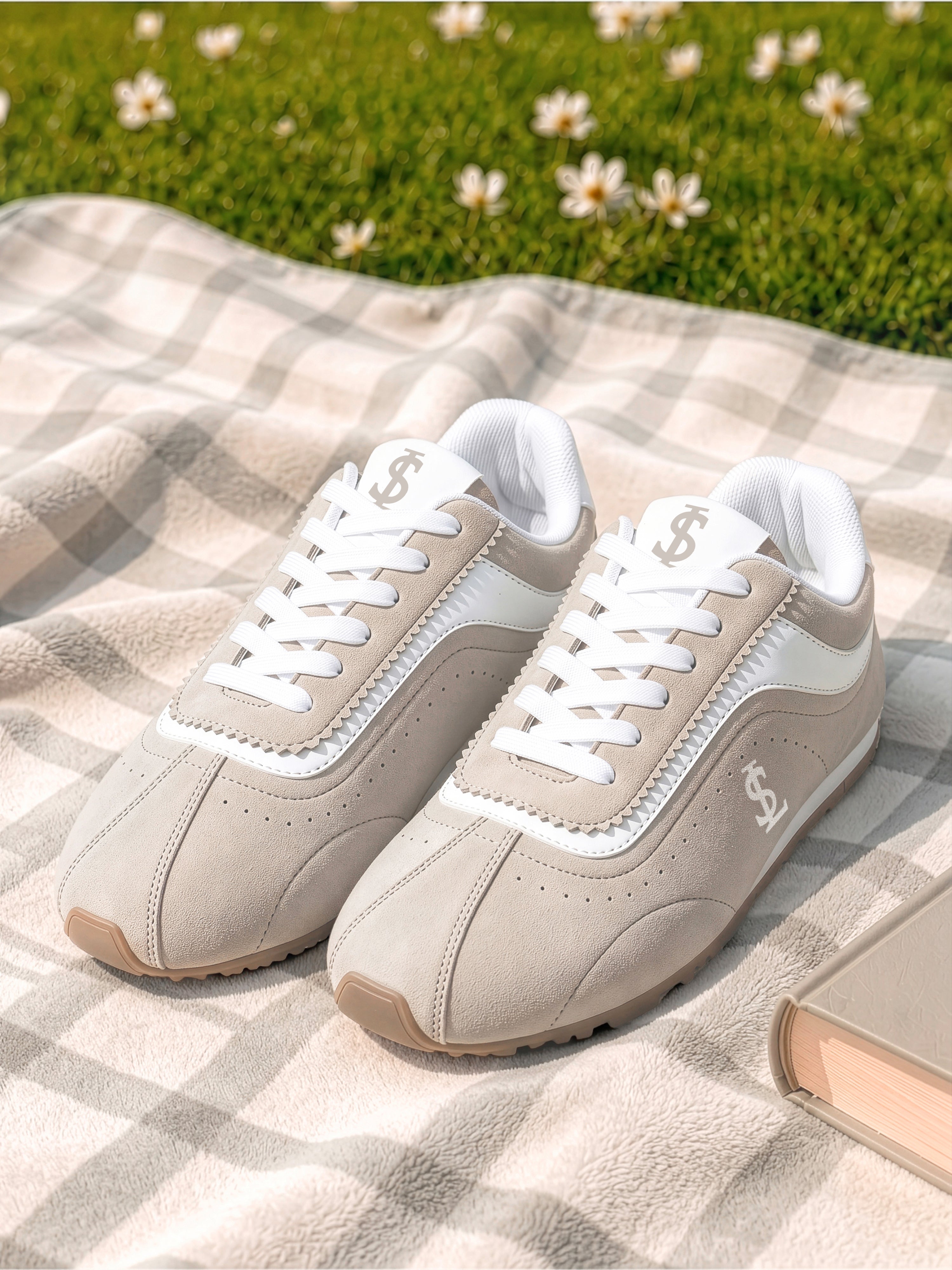 Beige Lightweight Lace-Up Sneakers
