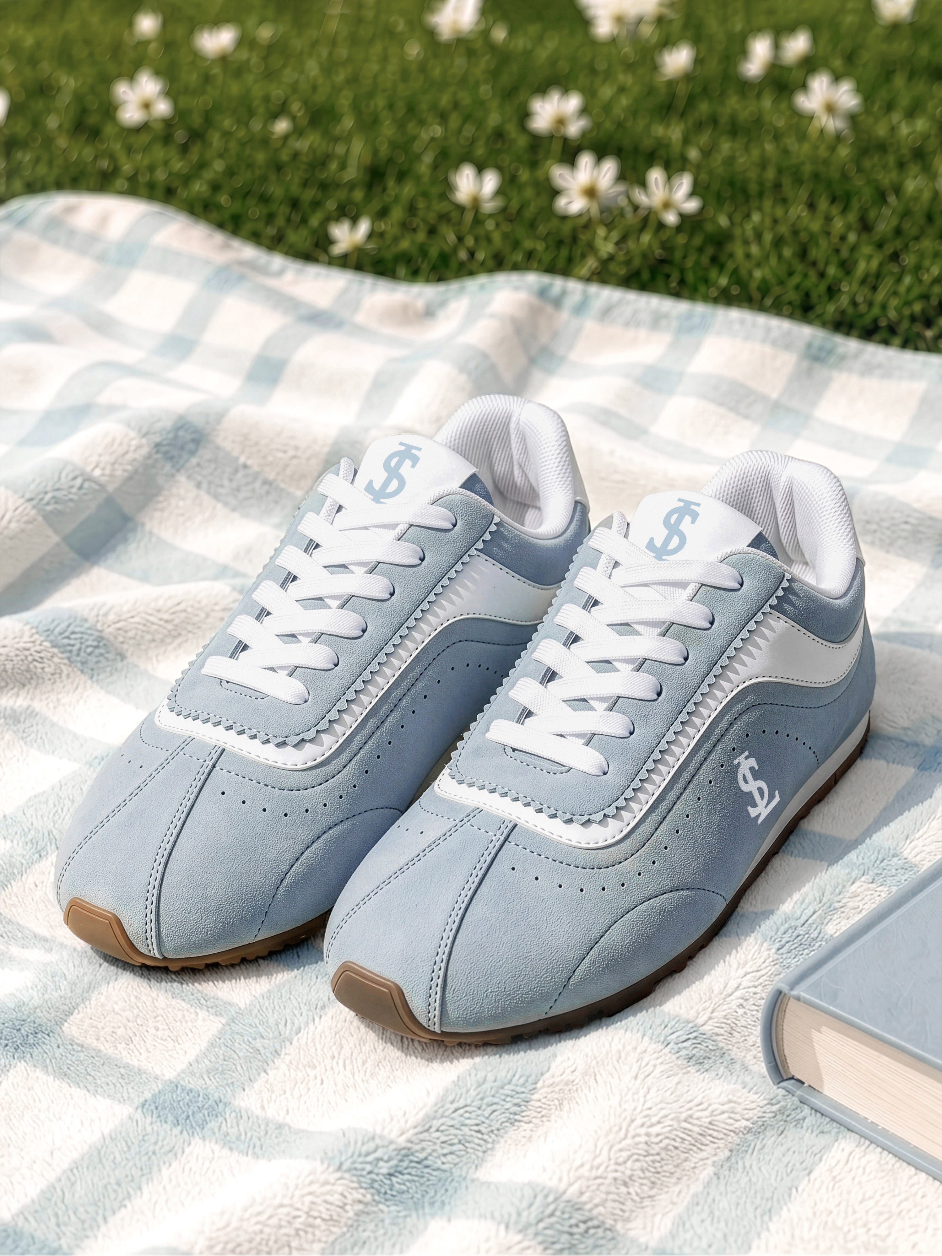 Ice Blue Lightweight Lace-Up Sneakers
