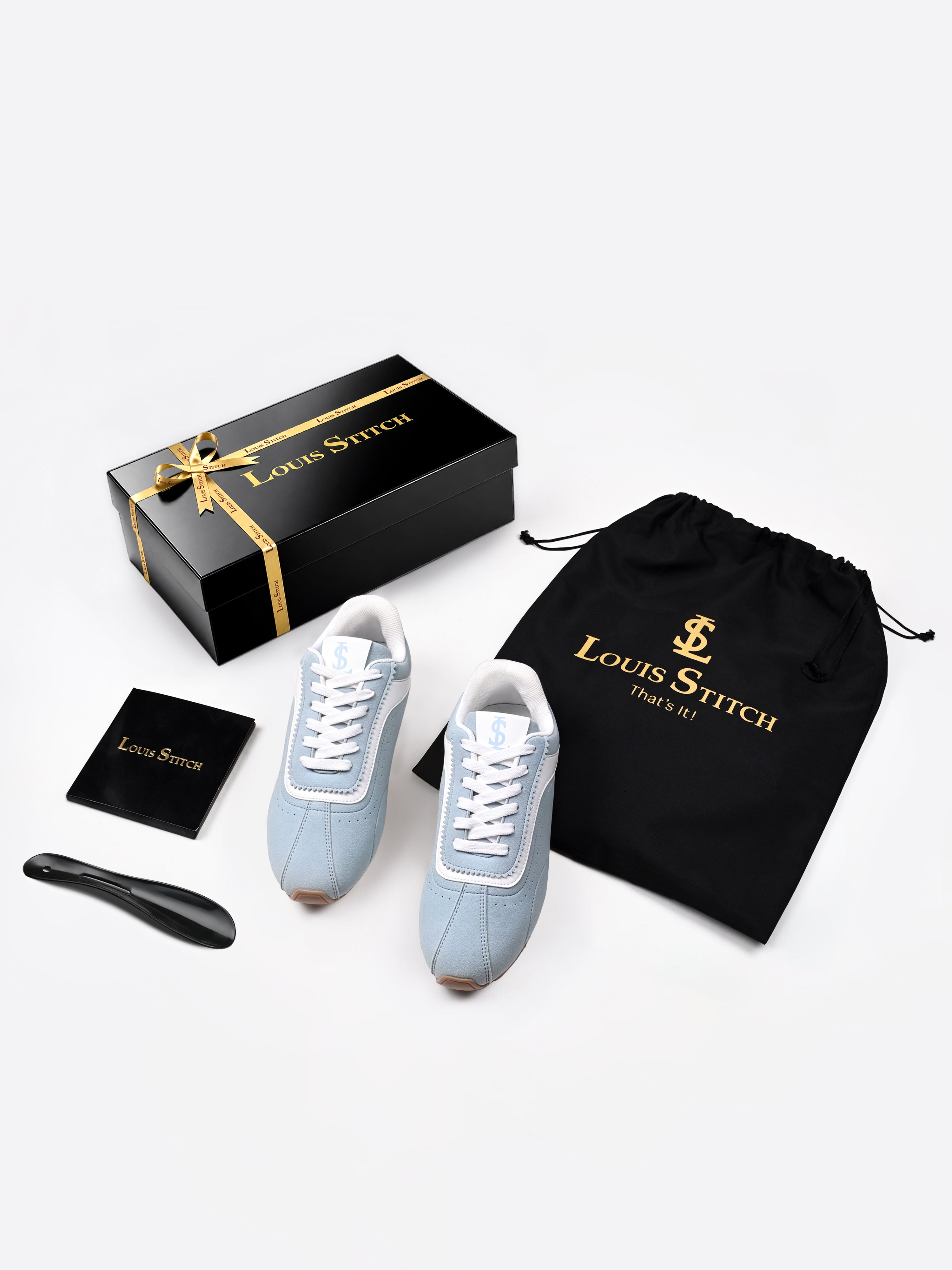 Ice Blue Lightweight Lace-Up Sneakers