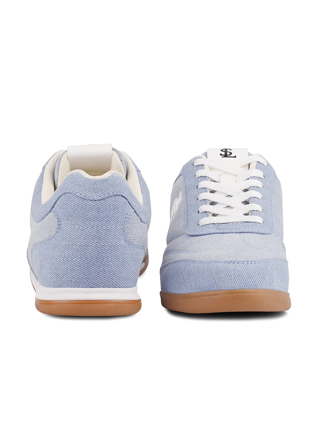 Women's Sky Blue Lightweight and Comfortable Casual Lace-Up Denim Sneakers