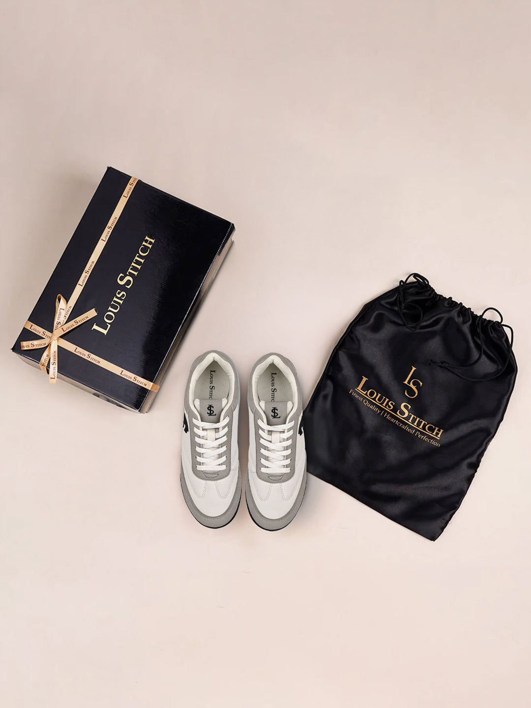 Women's Grey and White Lightweight and Comfortable Casual Lace-Up Sneakers