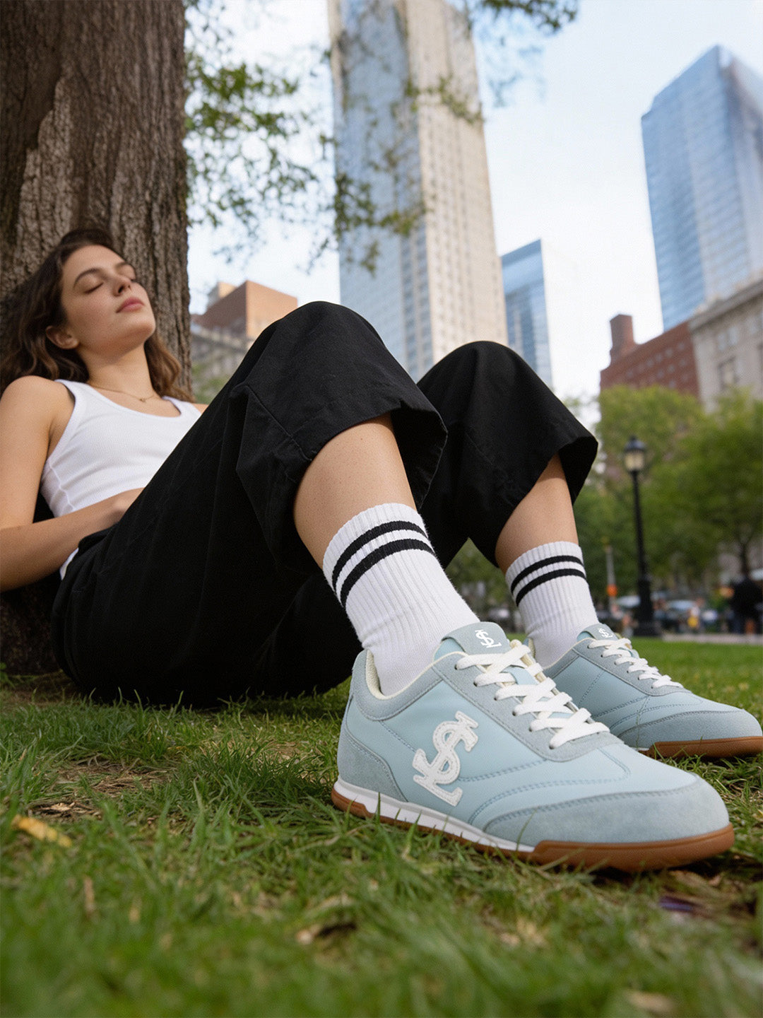 Women's Sky Blue Lightweight and Comfortable Casual Lace-Up Sneakers