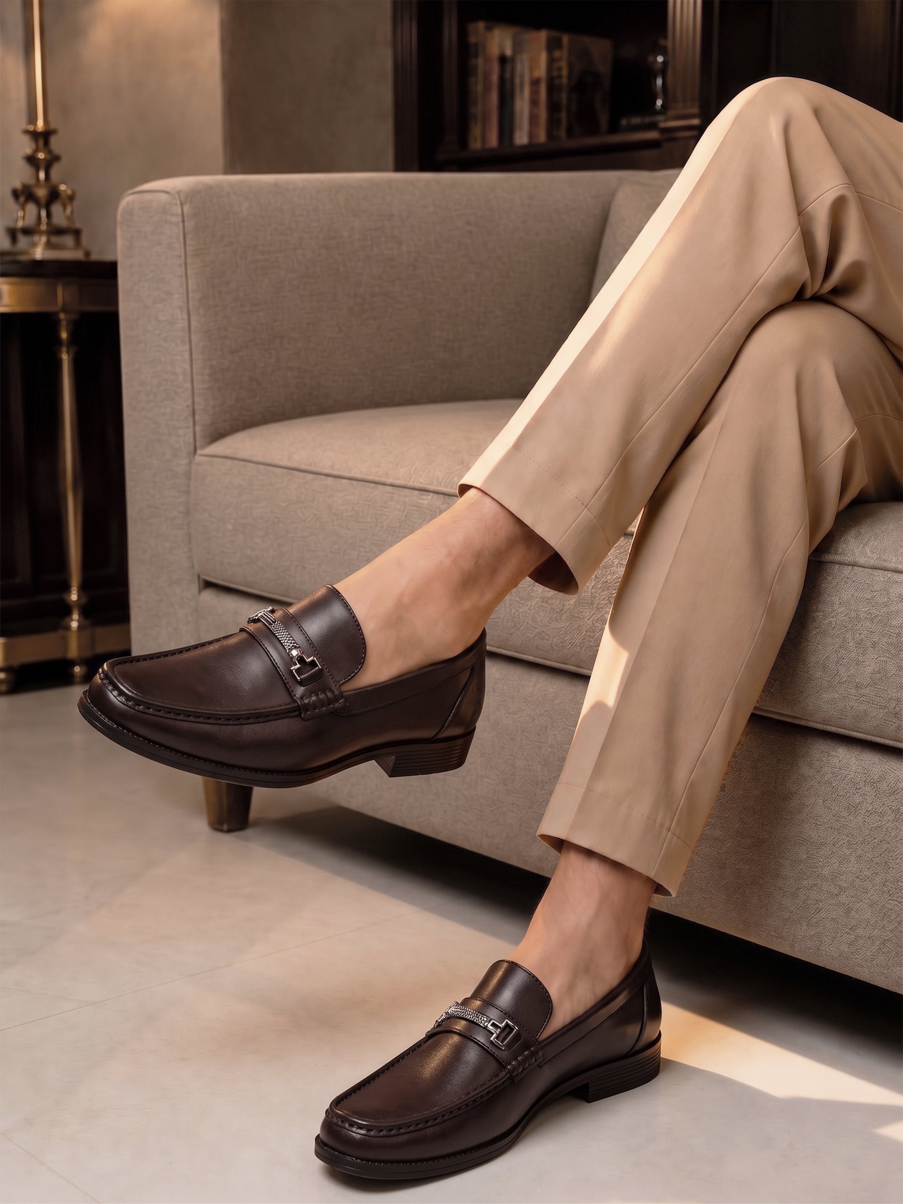 Brunette Brown Formal Slip-On Driving Loafers