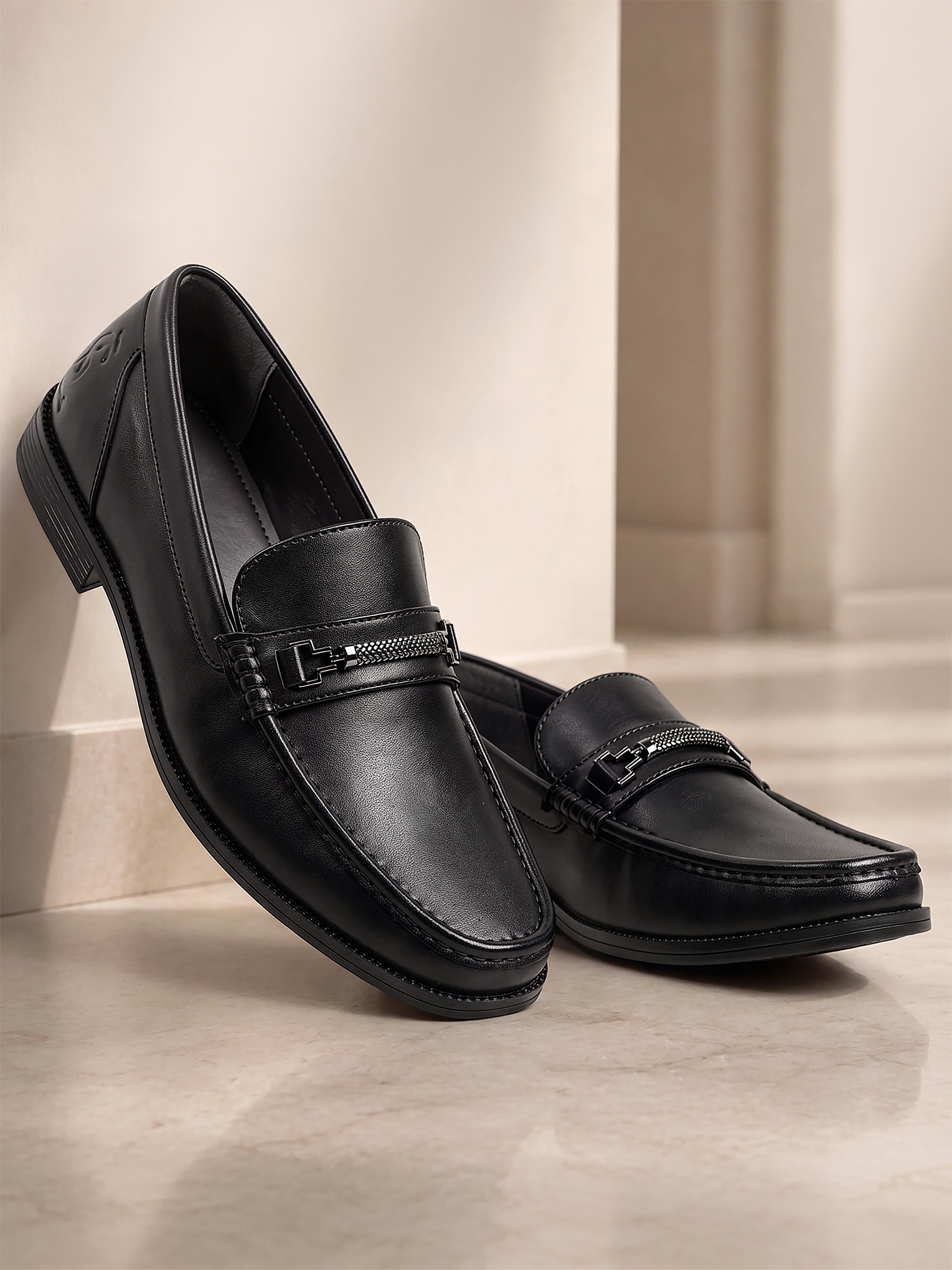 Jet Black Formal Slip-On Driving Loafers