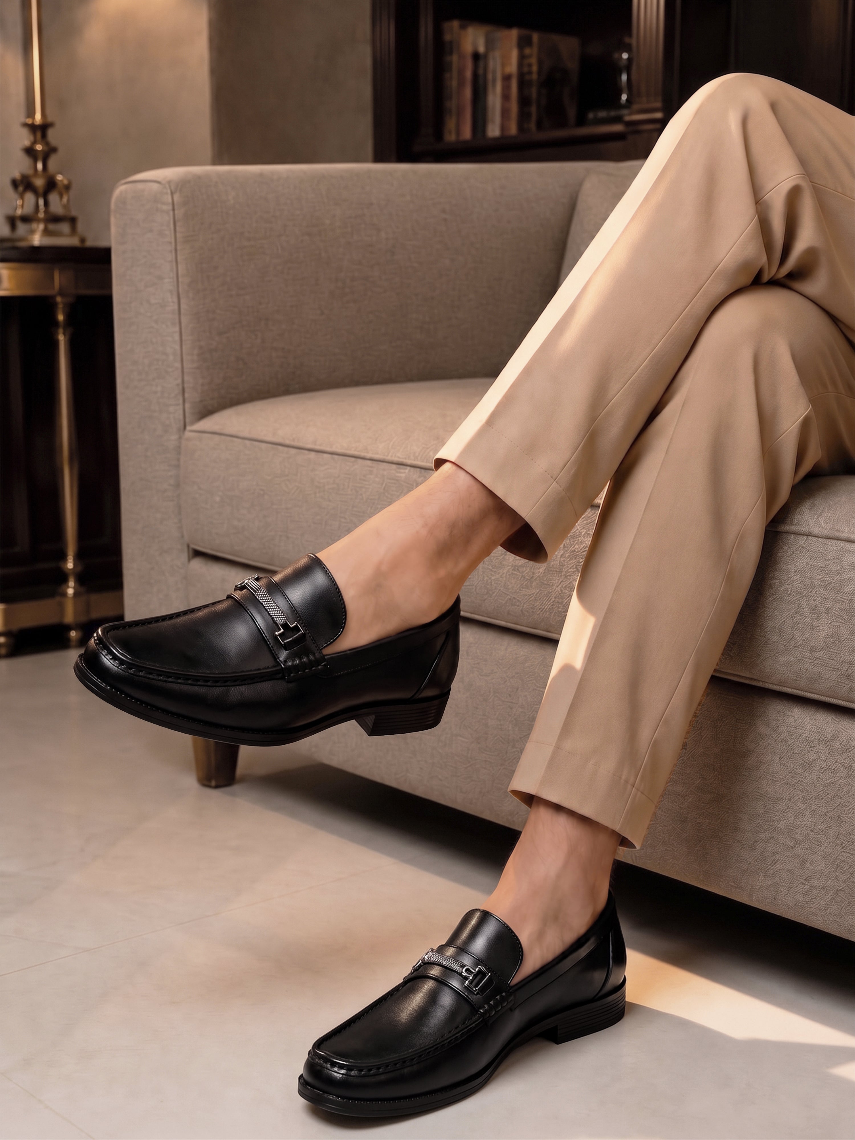 Jet Black Formal Slip-On Driving Loafers