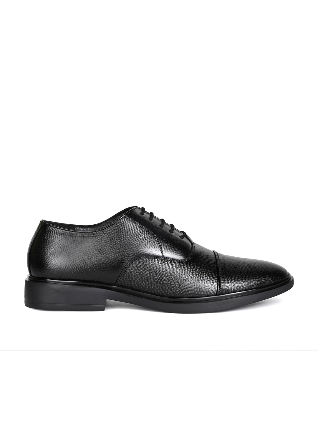Jet Black Safiano Leather Lace-Up Formal Derbys