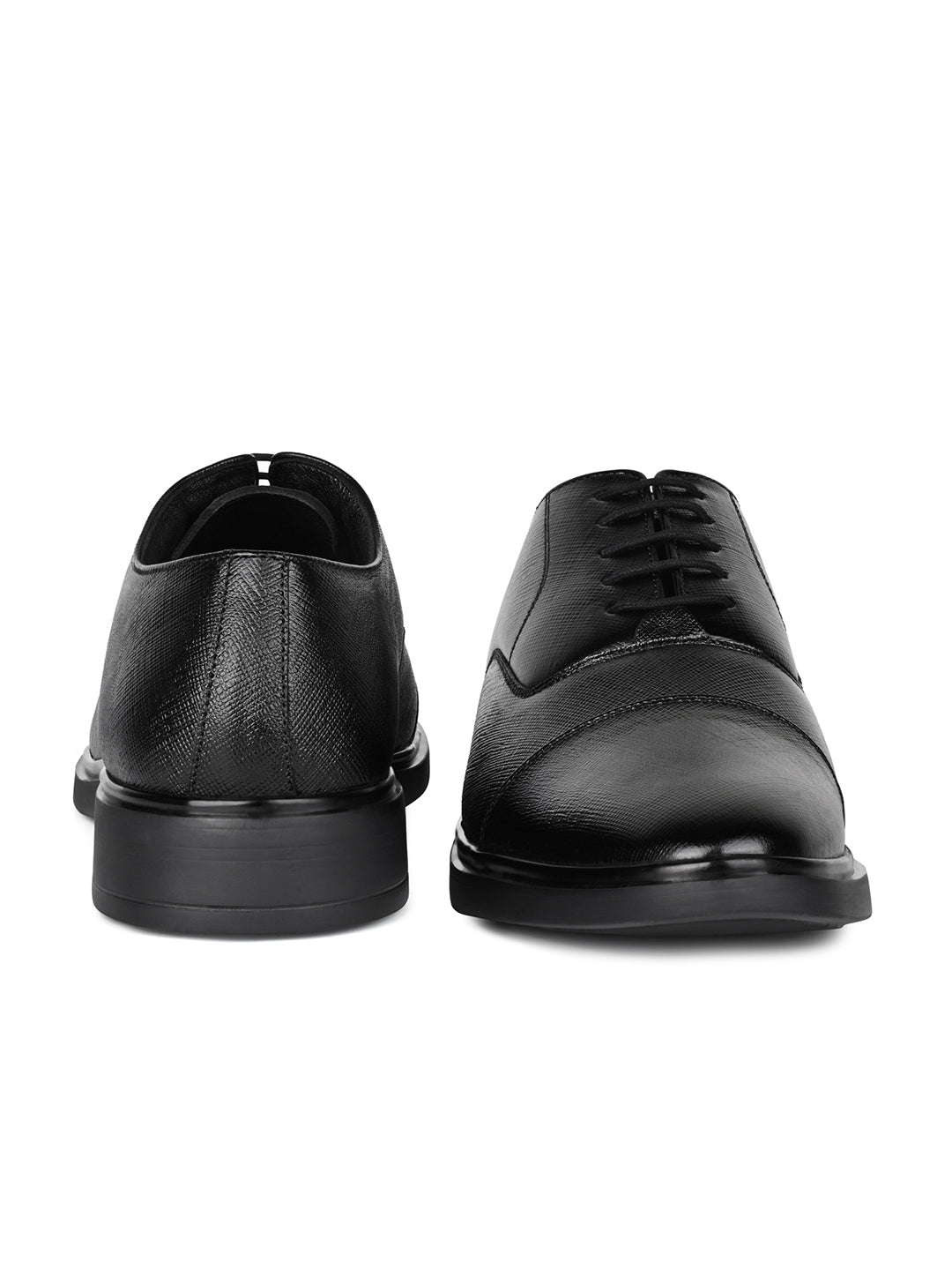 Jet Black Safiano Leather Lace-Up Formal Derbys