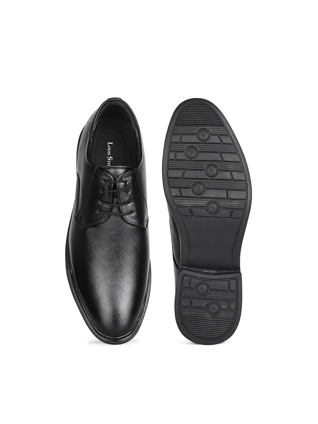 Raven Black Safiano Leather Lace-Up Formal Derby