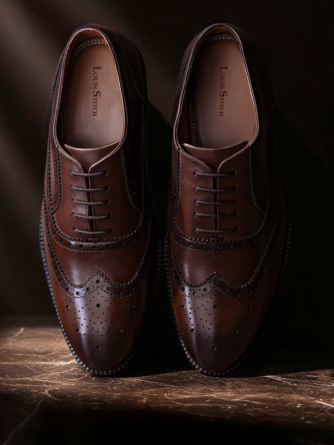 Brunette Brown Italian Crust Leather Formal Brogue
