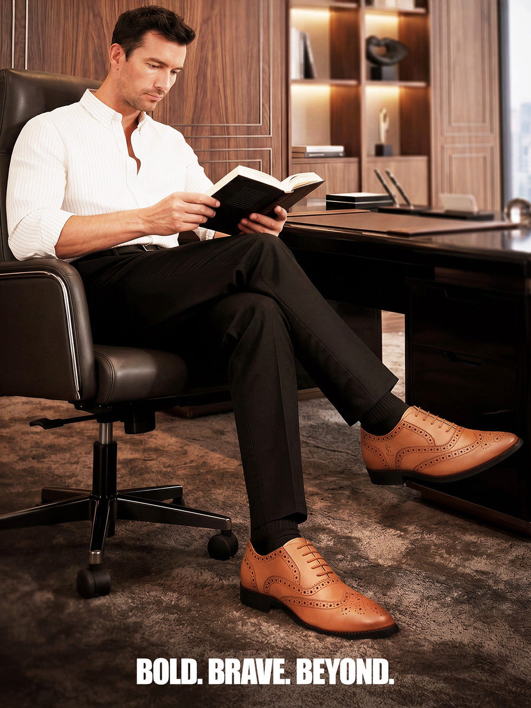 Russet Tan Italian Crust Leather Formal Brogue