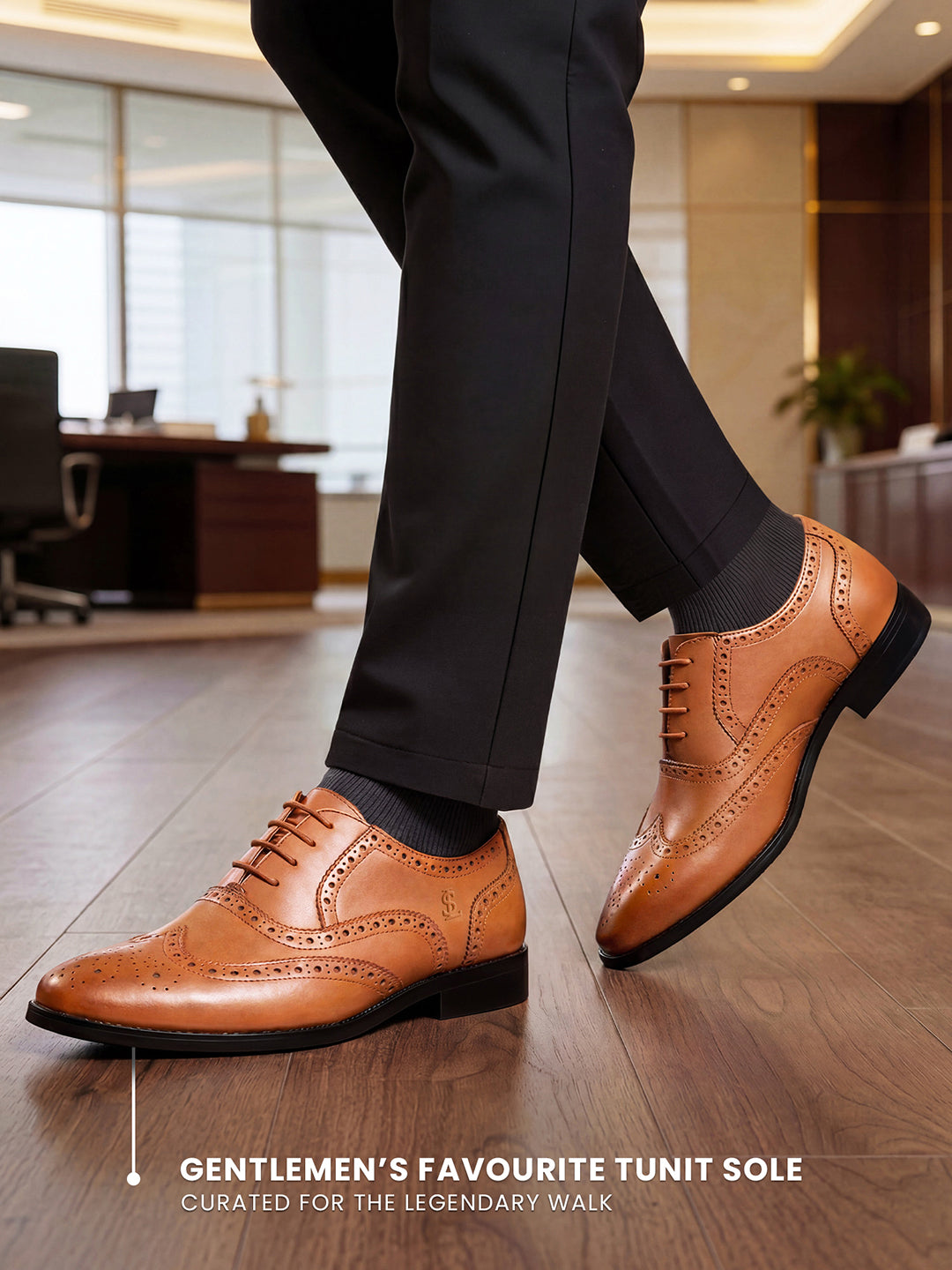 Russet Tan Italian Crust Leather Formal Brogue