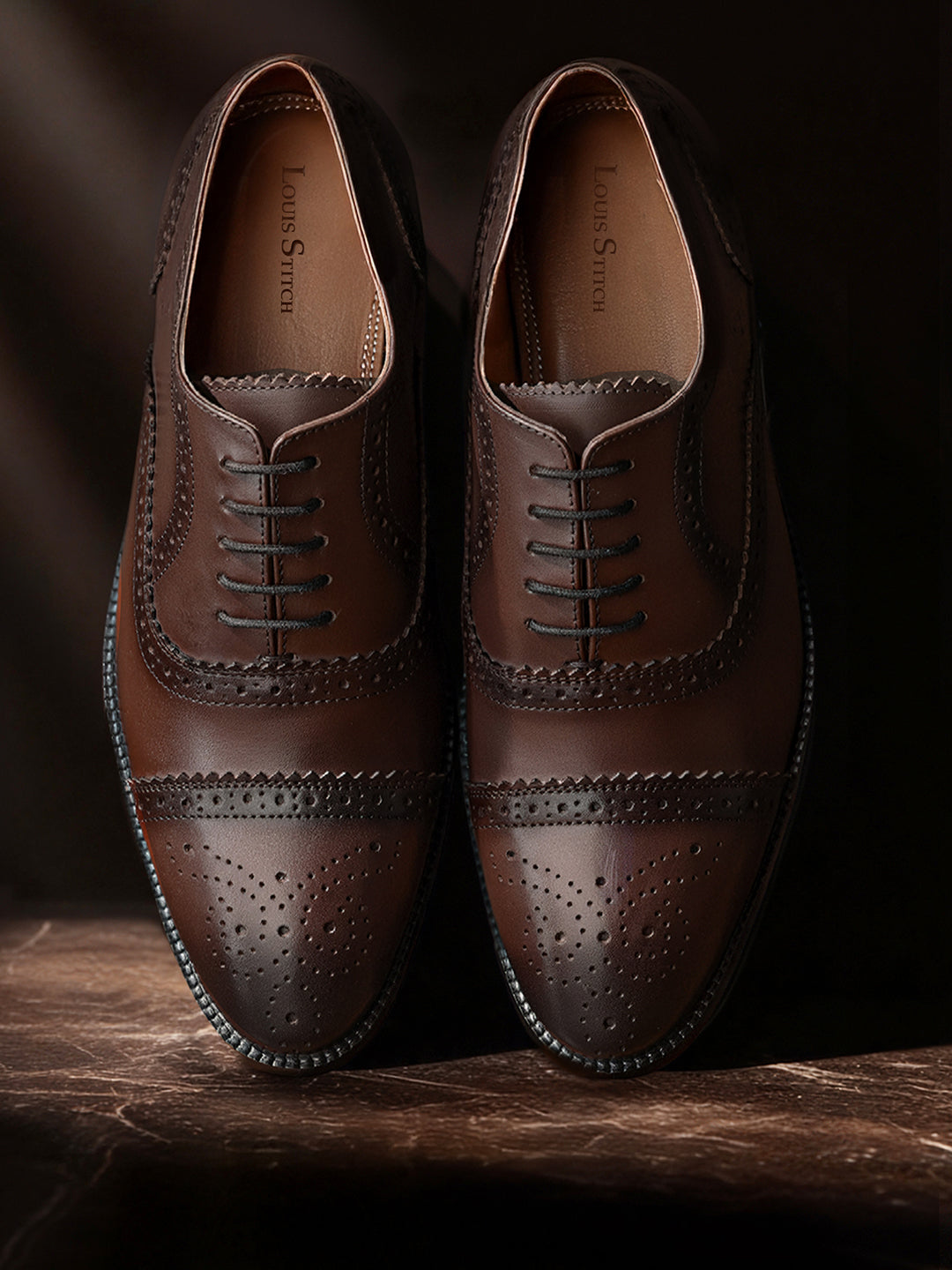 Brunette Brown Italian Crust Leather Formal Oxford