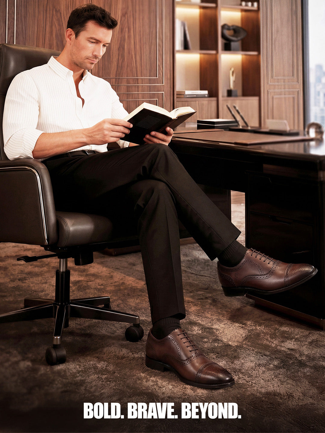 Brunette Brown Italian Crust Leather Formal Oxford