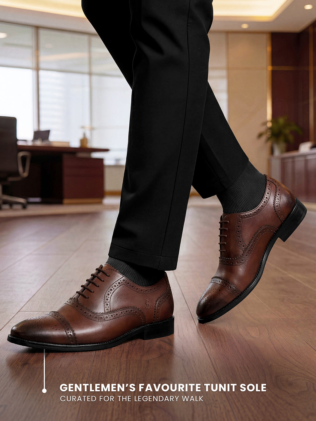 Brunette Brown Italian Crust Leather Formal Oxford