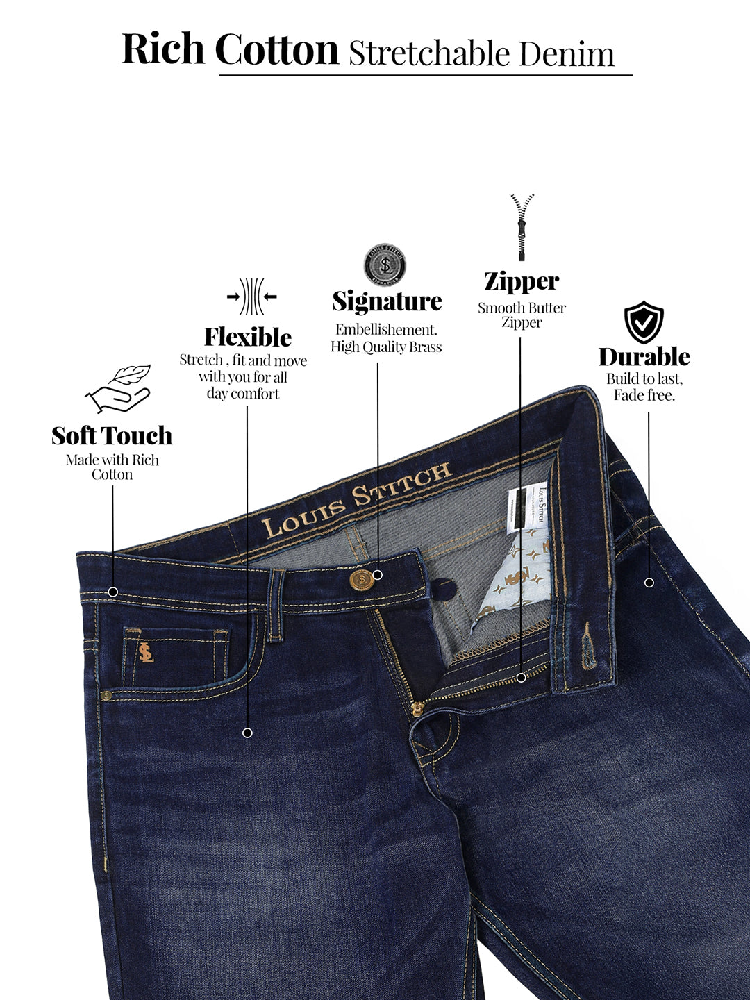 Men Dark Blue Raw Wash Regular Fit Mid-Rise Jeans