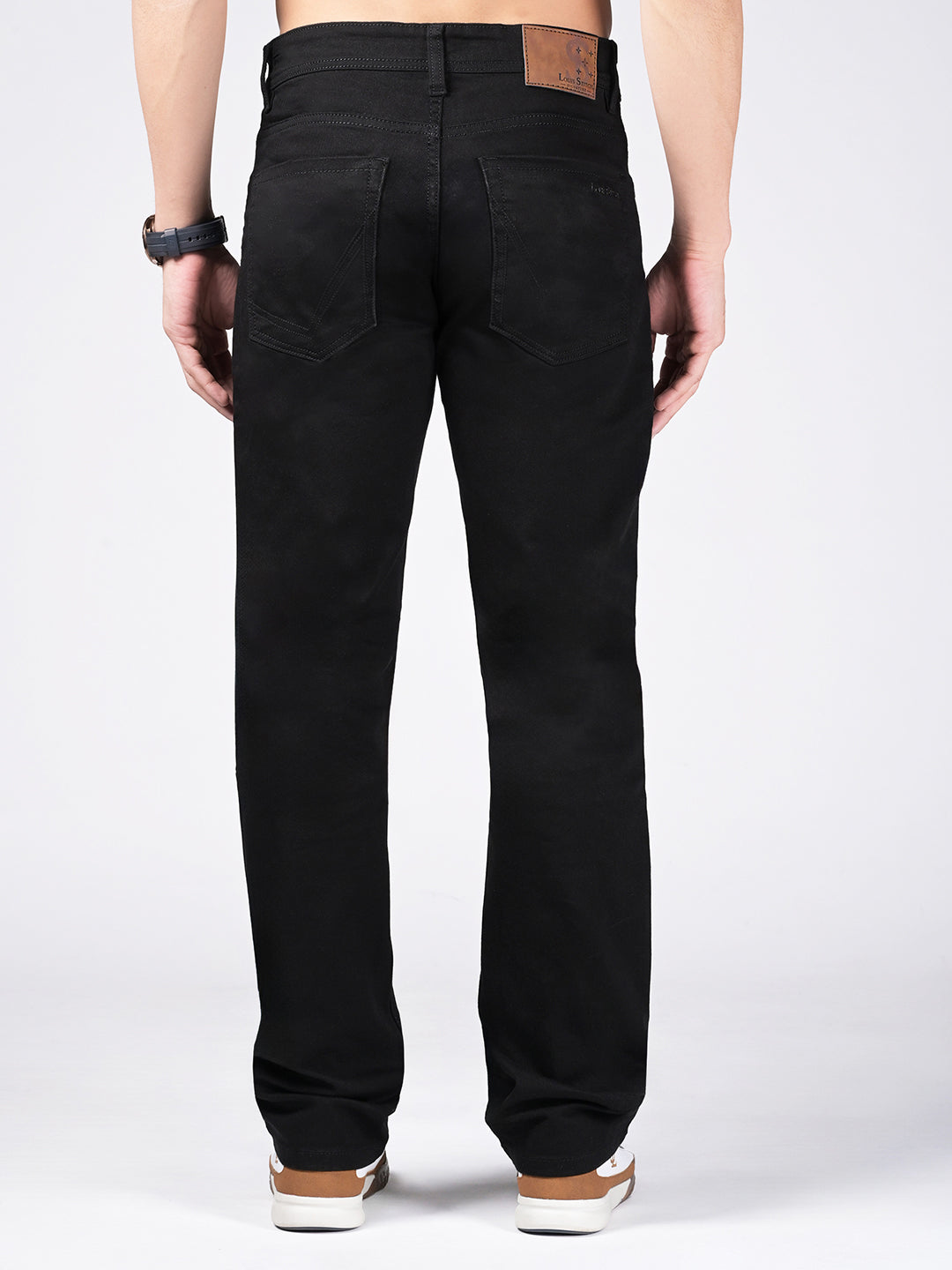 Men's Black Mid Rise No Fade  Regular Fit Jeans