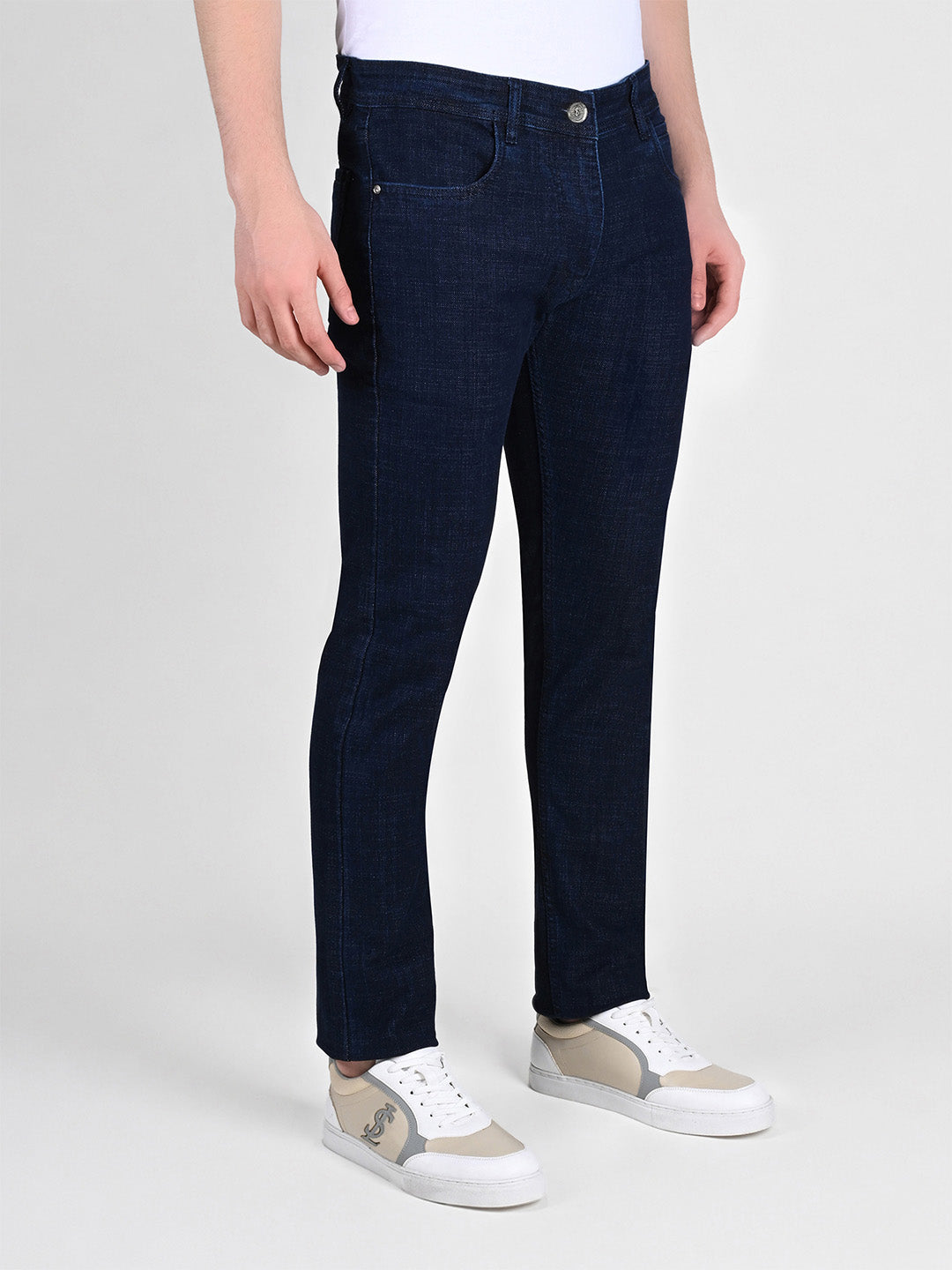 Men's Signature Raw Navy Slim Fit Mid Rise Jeans