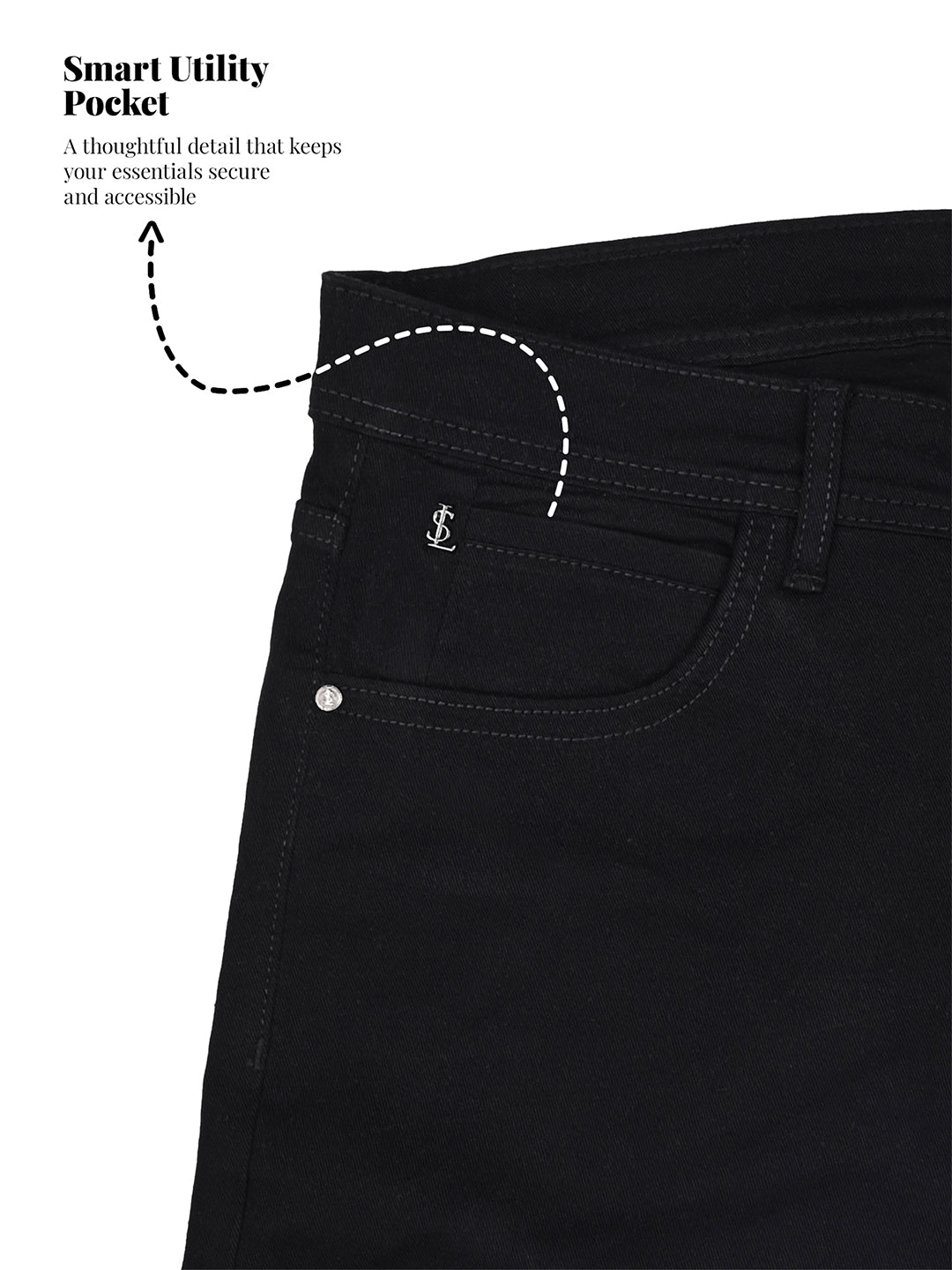 Signature Men's Black Slim Fit Mid Rise Jeans
