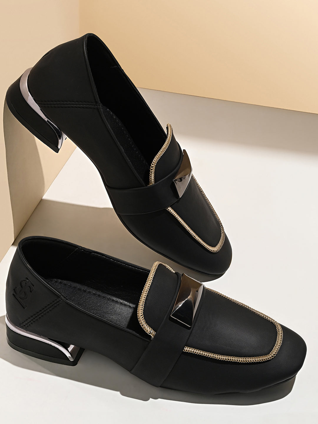 Women’s Black Elegant Wedge Heel Slip-On Moccasins