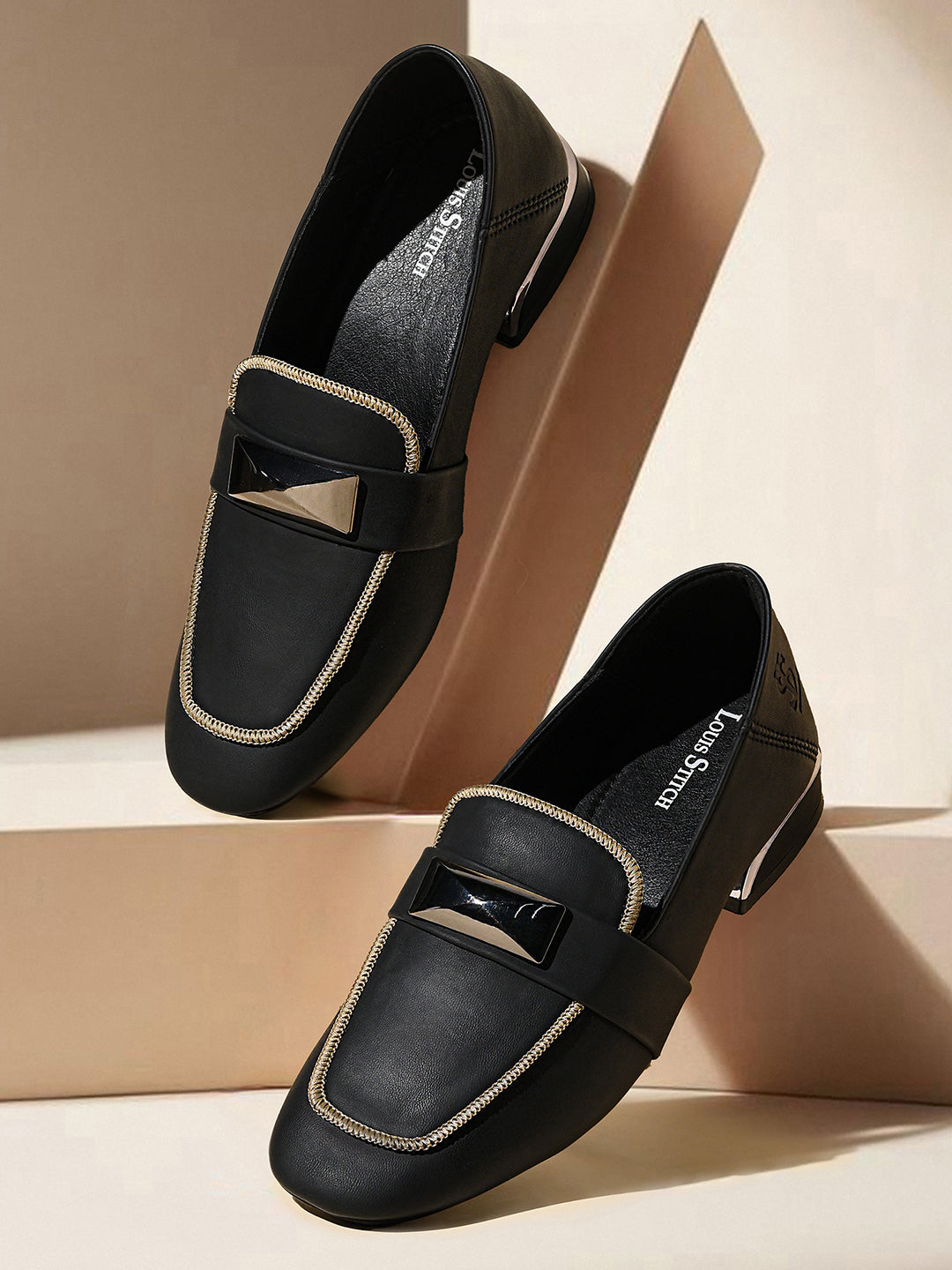 Women’s Black Elegant Wedge Heel Slip-On Moccasins