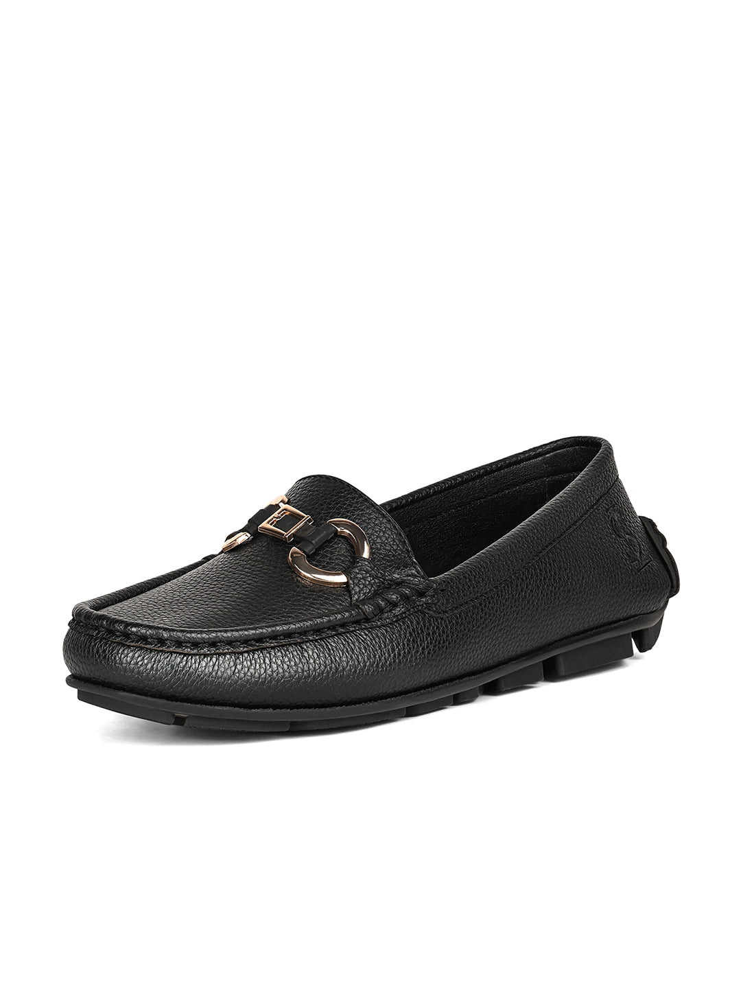 Women's Black Premium Solid Slip-On Casual Loafers